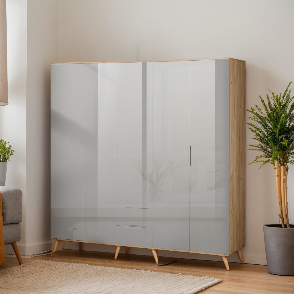 OTTO home Kleiderschrank "Lund Schlafzimmerschrankim skandinavischem Design" Garderobenschrank mit Premium Innenausstattung, Breite 200cm hochglanz