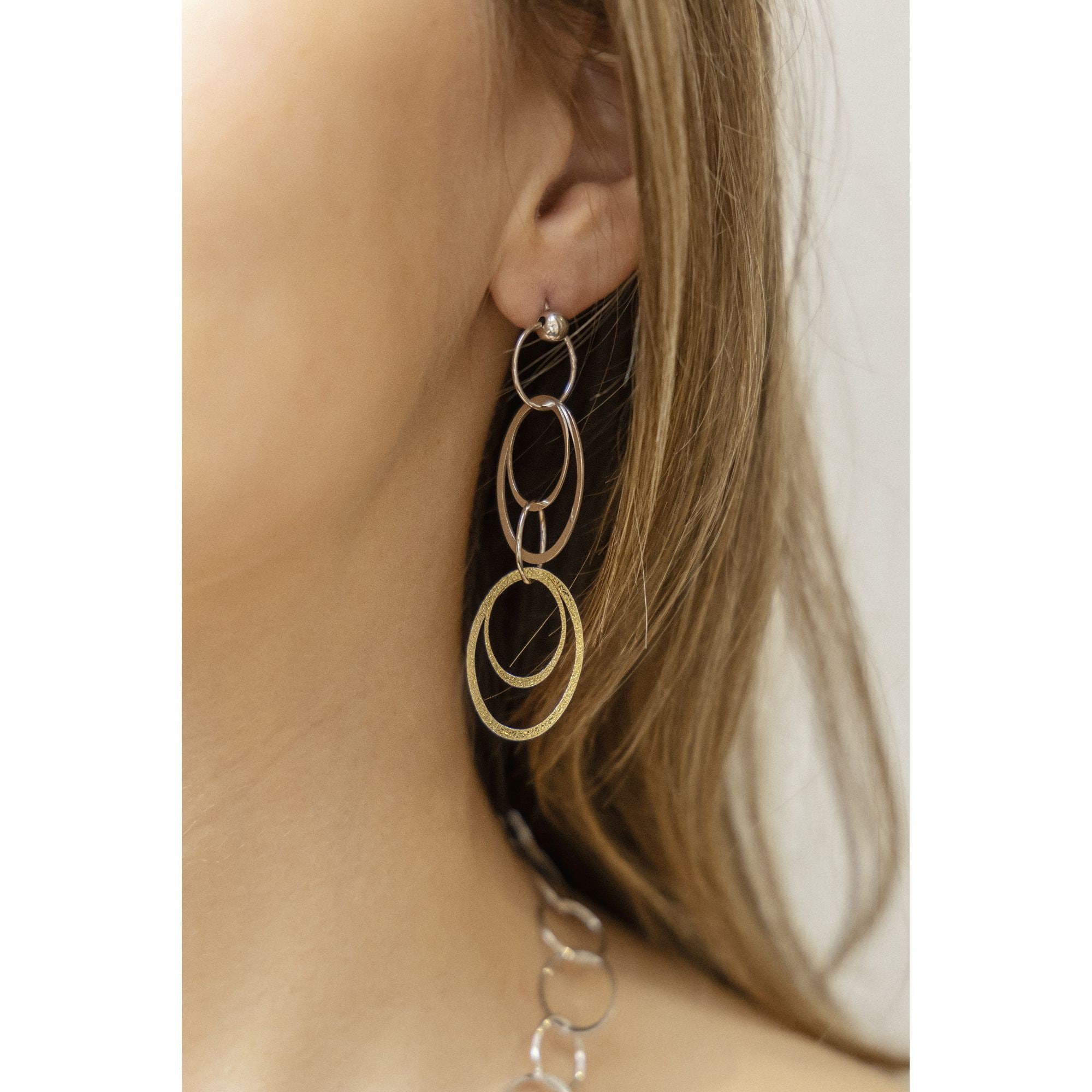 CELESTA Paar Ohrhänger »Silber 925 zweifarbig glanz / diamantiert 60mm lang«
