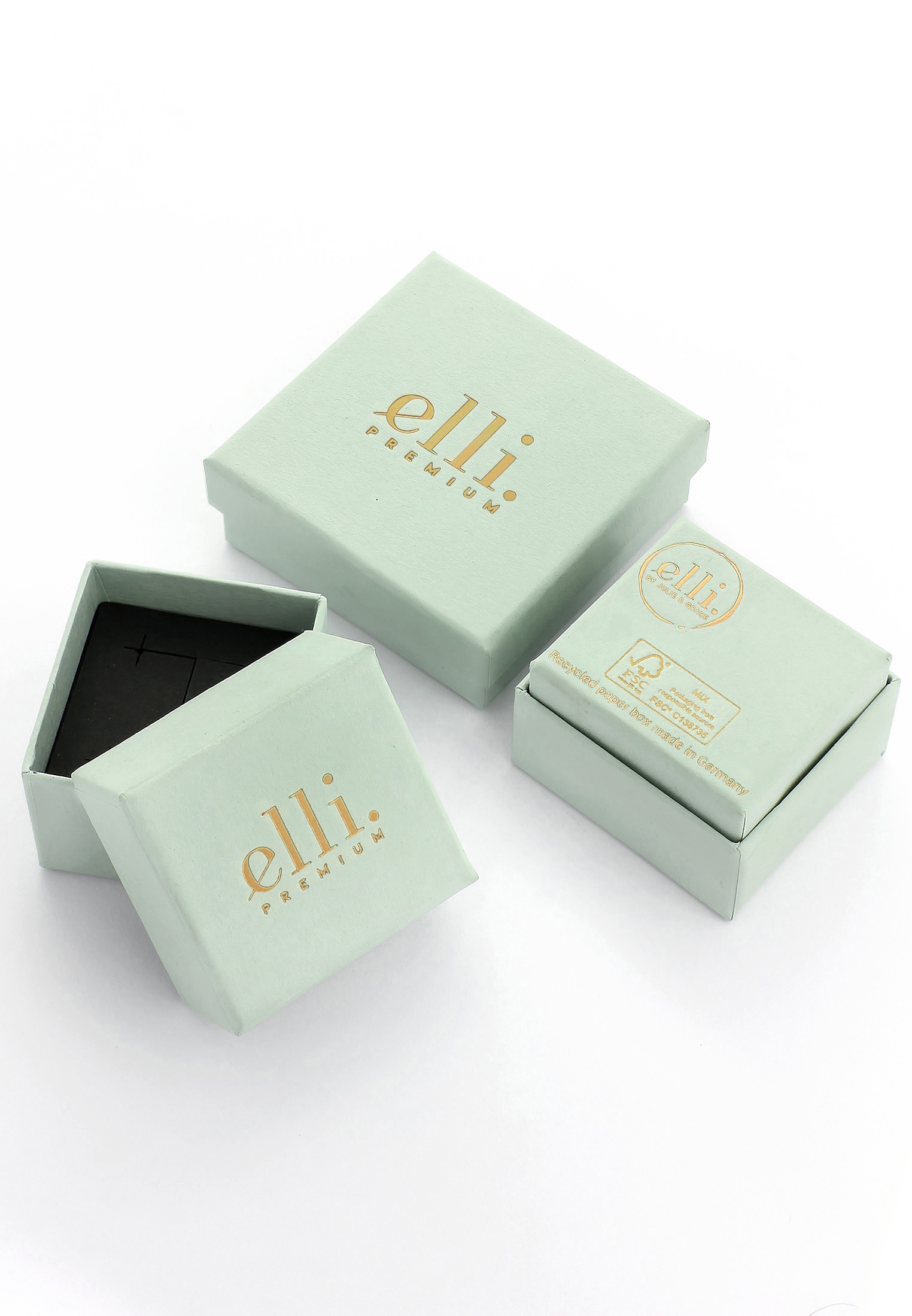 Elli Premium Paar Ohrstecker »Ohrringe Ohrstecker Quadrat Zirkonia Synthetischer Smaragd Grün 925 Sterling Silber vergoldet«