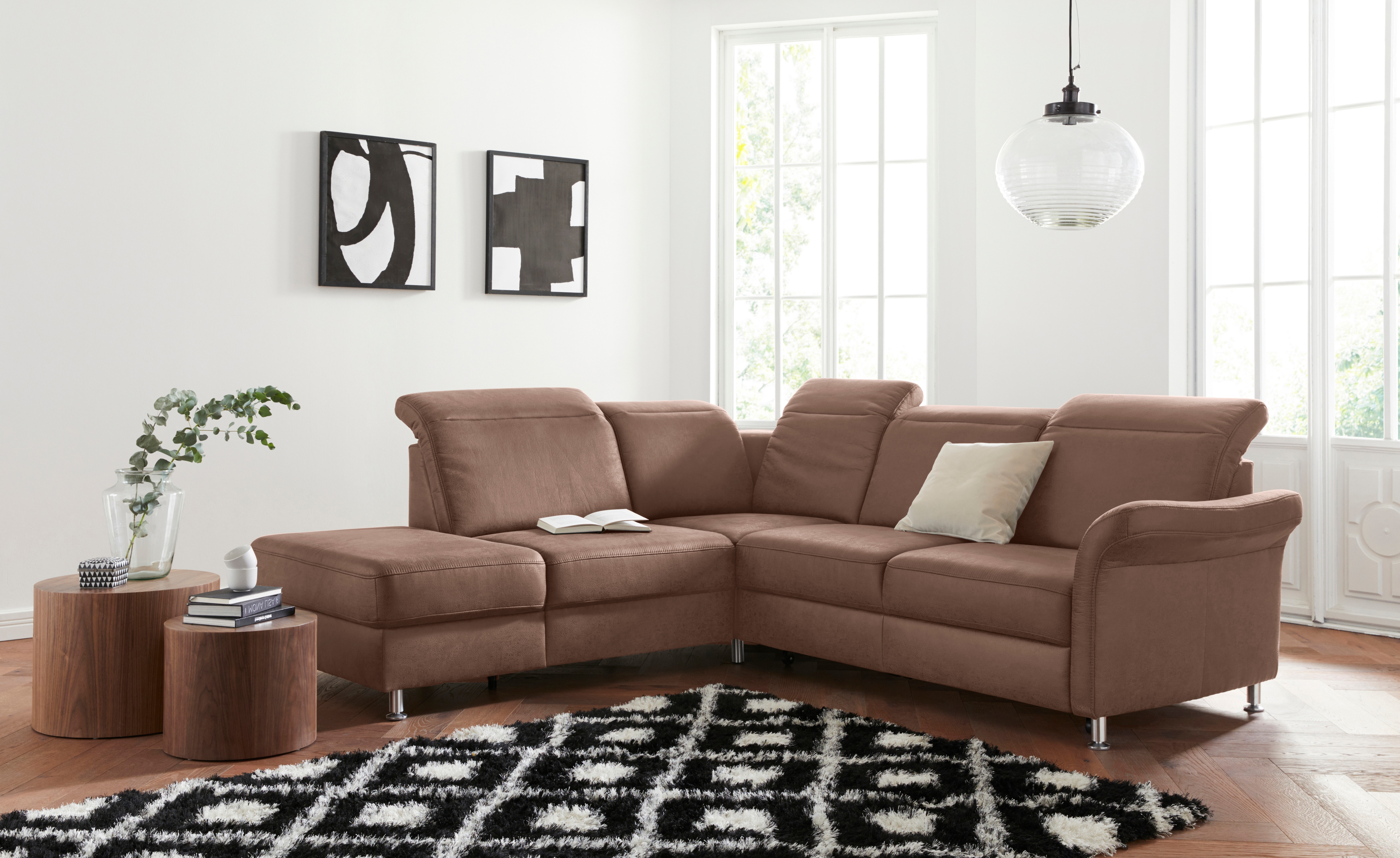 sit&more Ecksofa "Darwin L-Form" inklusive Federkern, wahlweise mit Kopfteilverstellung, Schlaffunktion