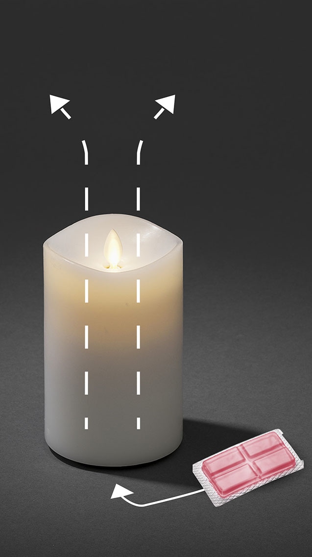 KONSTSMIDE LED-Kerze, Duftkerze, weiß, flackernd, mit cm Ø | 13 9 ca. kaufen Lavendel-Duftpad, BAUR cm, H