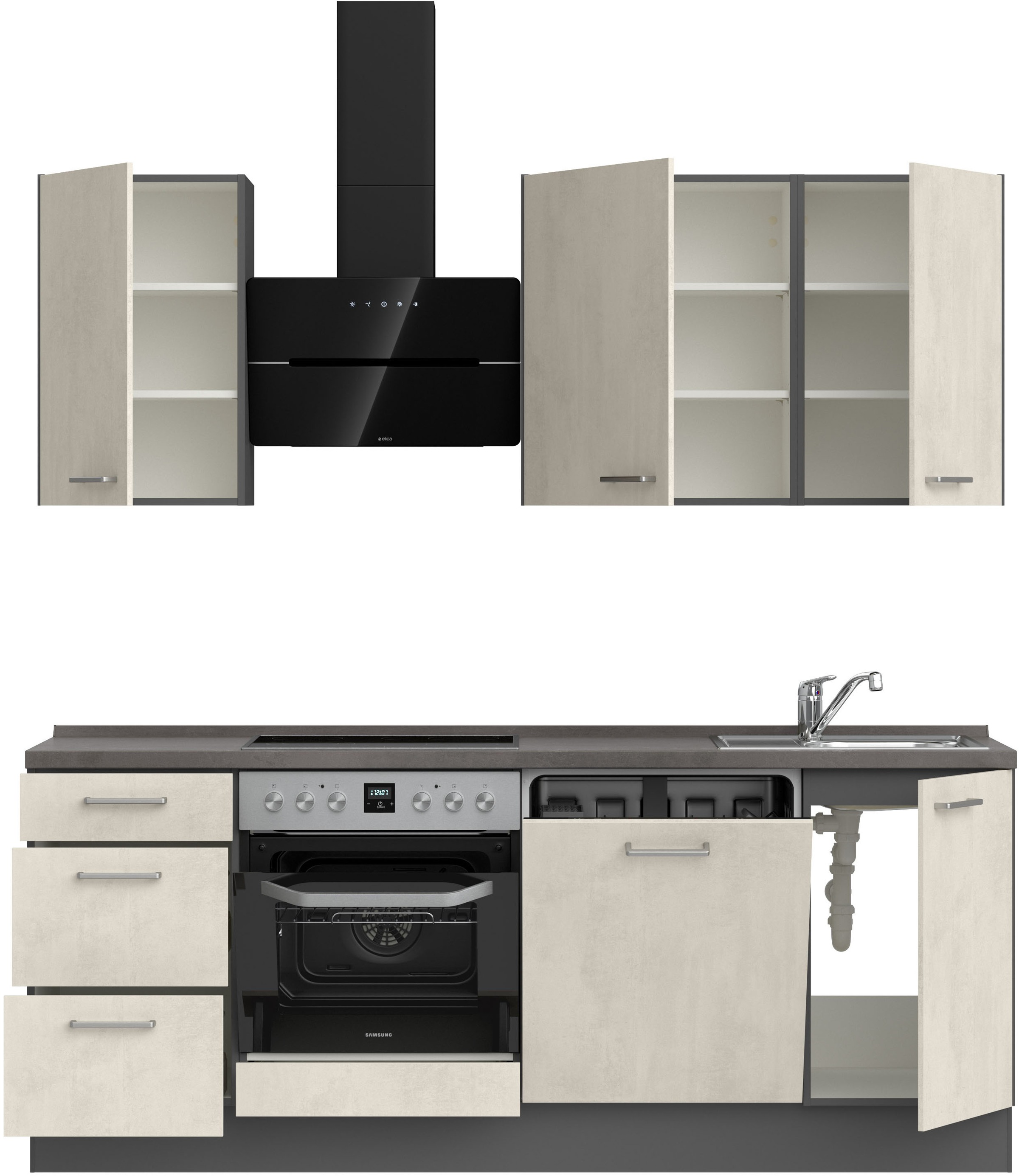 nobilia® Küchenzeile »"Riva II"«, vormontiert, Ausrichtung wählbar, Breite 210 cm, wahlw. mit E-Geräten