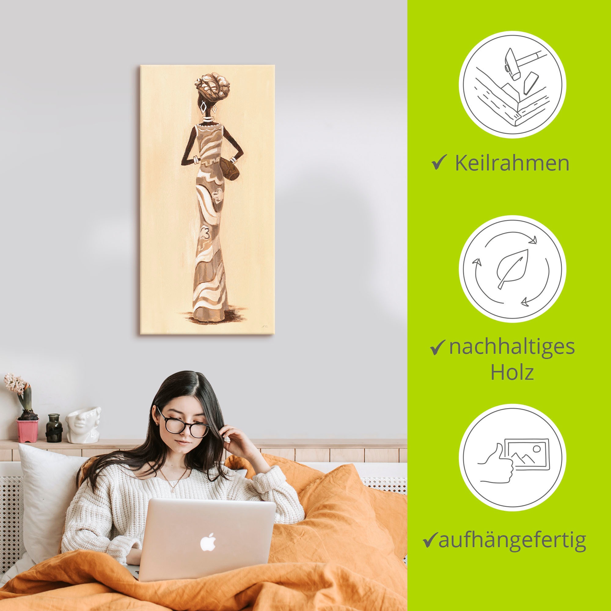 Artland Wandbild »Afrikanerin - Kehrseite«, Bilder von Frauen, (1 St.), als Leinwandbild, Poster in verschied. Größen
