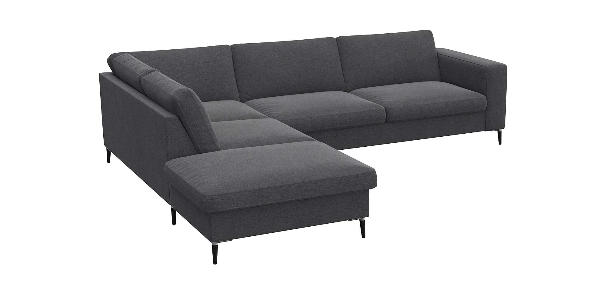 FLEXLUX Ecksofa »Fiore, L-Form, bequem und komfortabel durch hochwertigem Sitzaufbau«, breite Armlehnen, Kaltschaum, Füße Alu+schwarz
