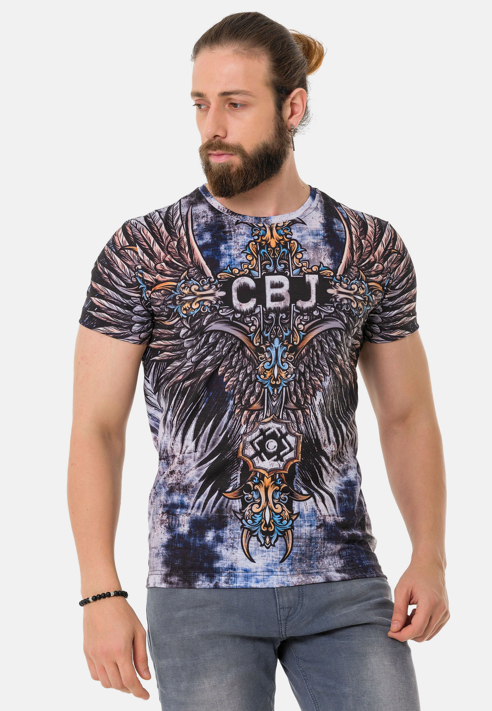 Cipo & Baxx T-Shirt »T-Shirt«, Rundhals-Ausschnitt