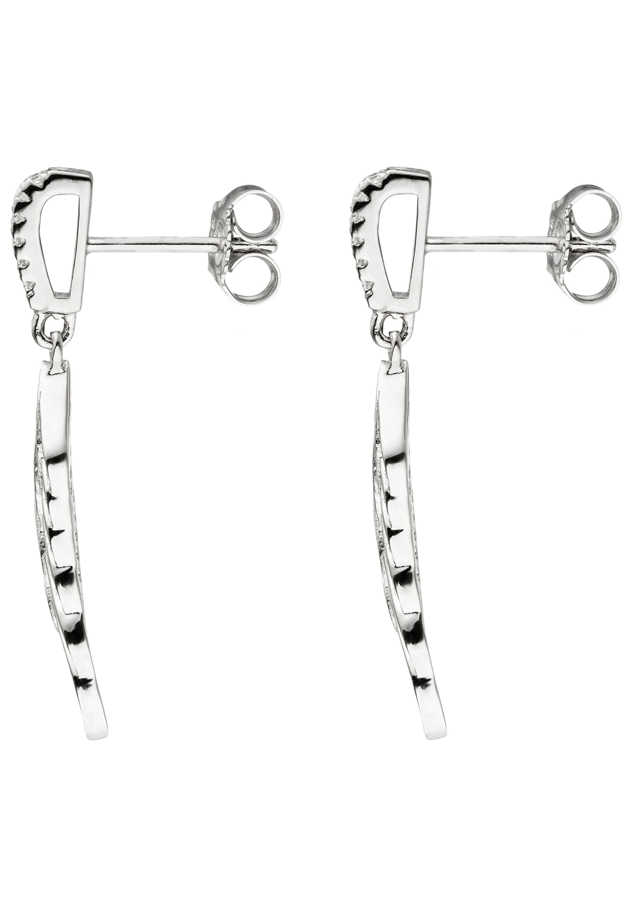 JOBO Paar Ohrhänger »Ohrringe Engels-Flügel« 925 Silber mit 34 Zirkonia