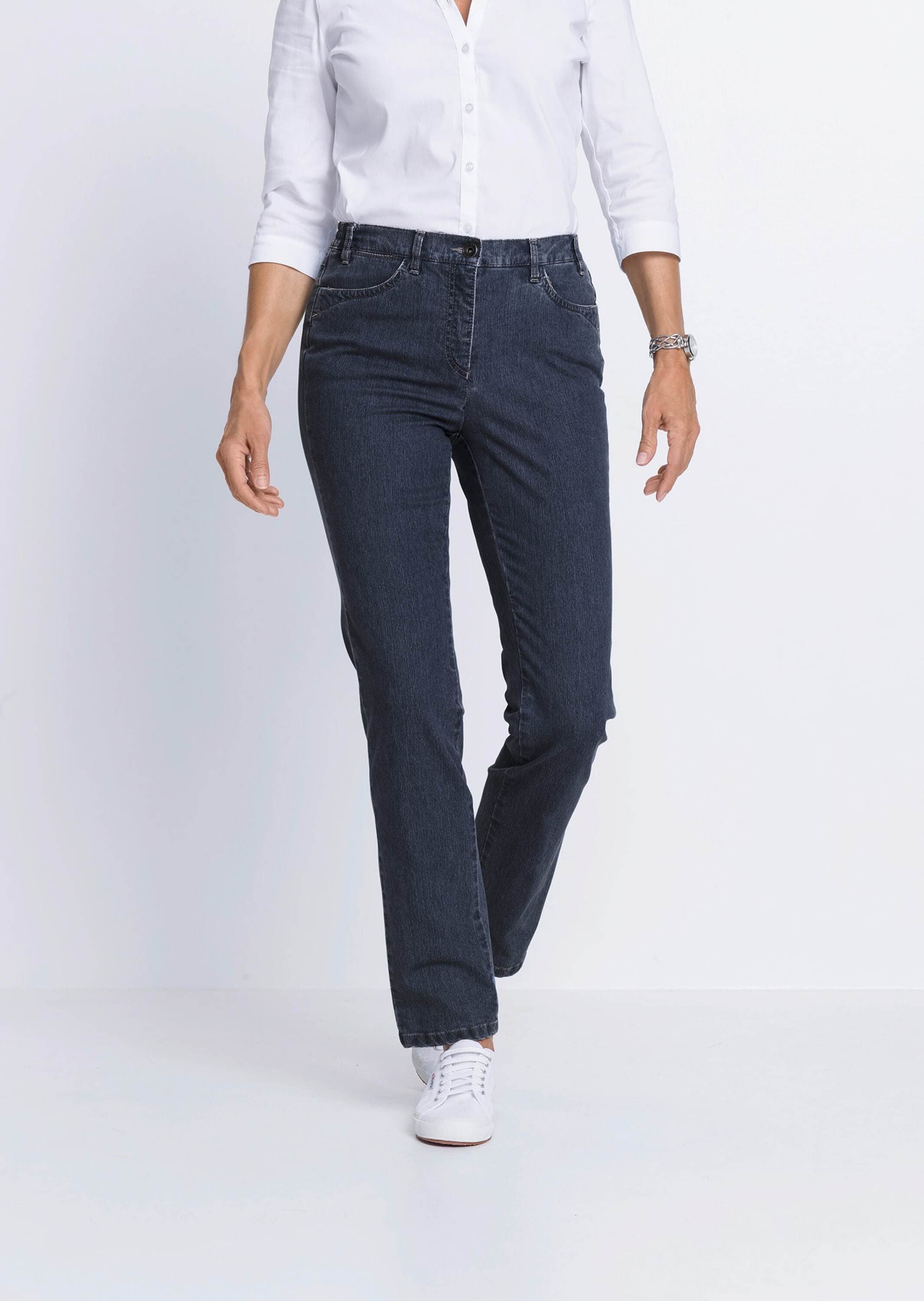 GOLDNER Stretch-Jeans "Kurzgröße Denimhose mit Stretchkomfort" Ohne