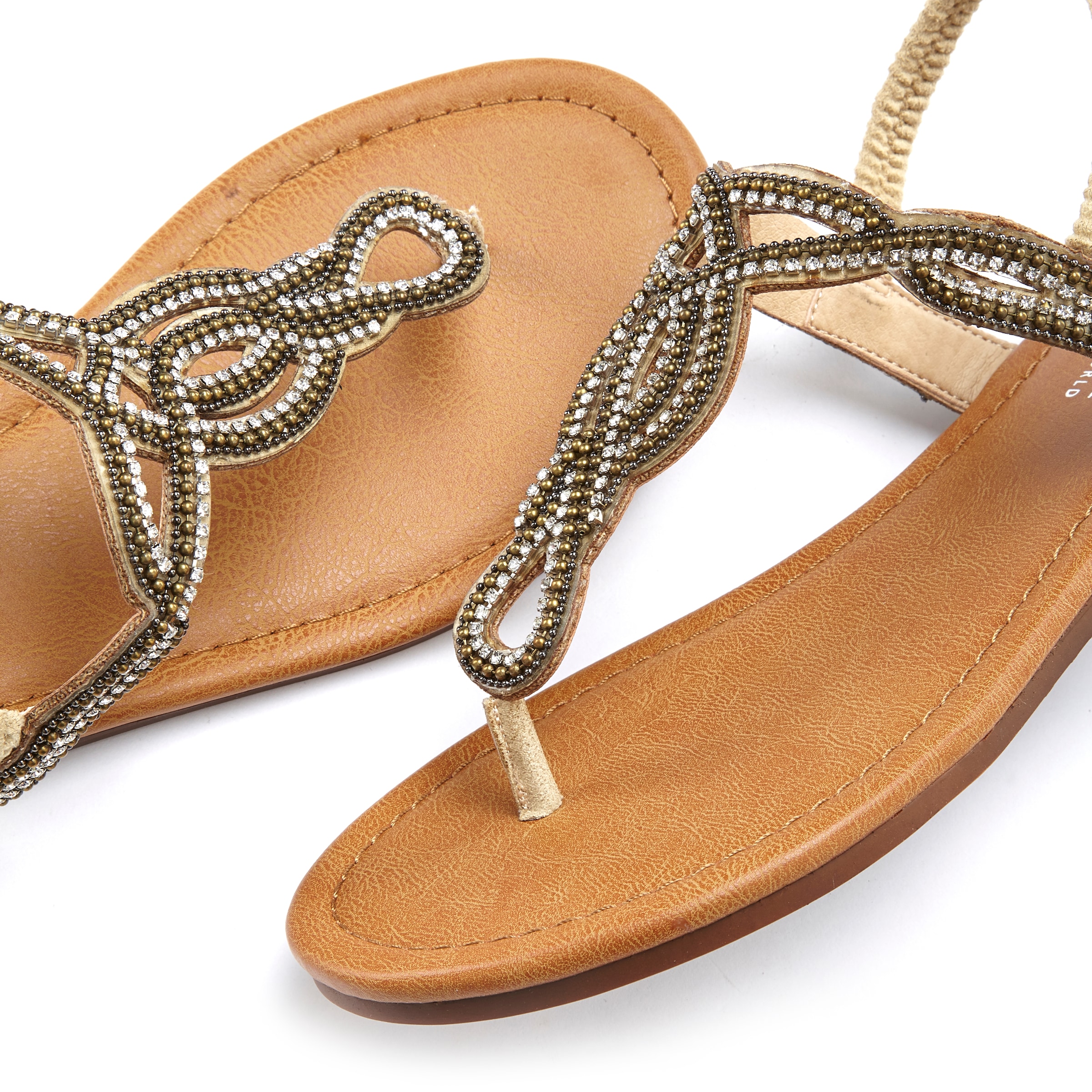 LASCANA Zehentrenner, Sandale, Pantolette mit Schmucksteinen in Glitzer-Optik VEGAN