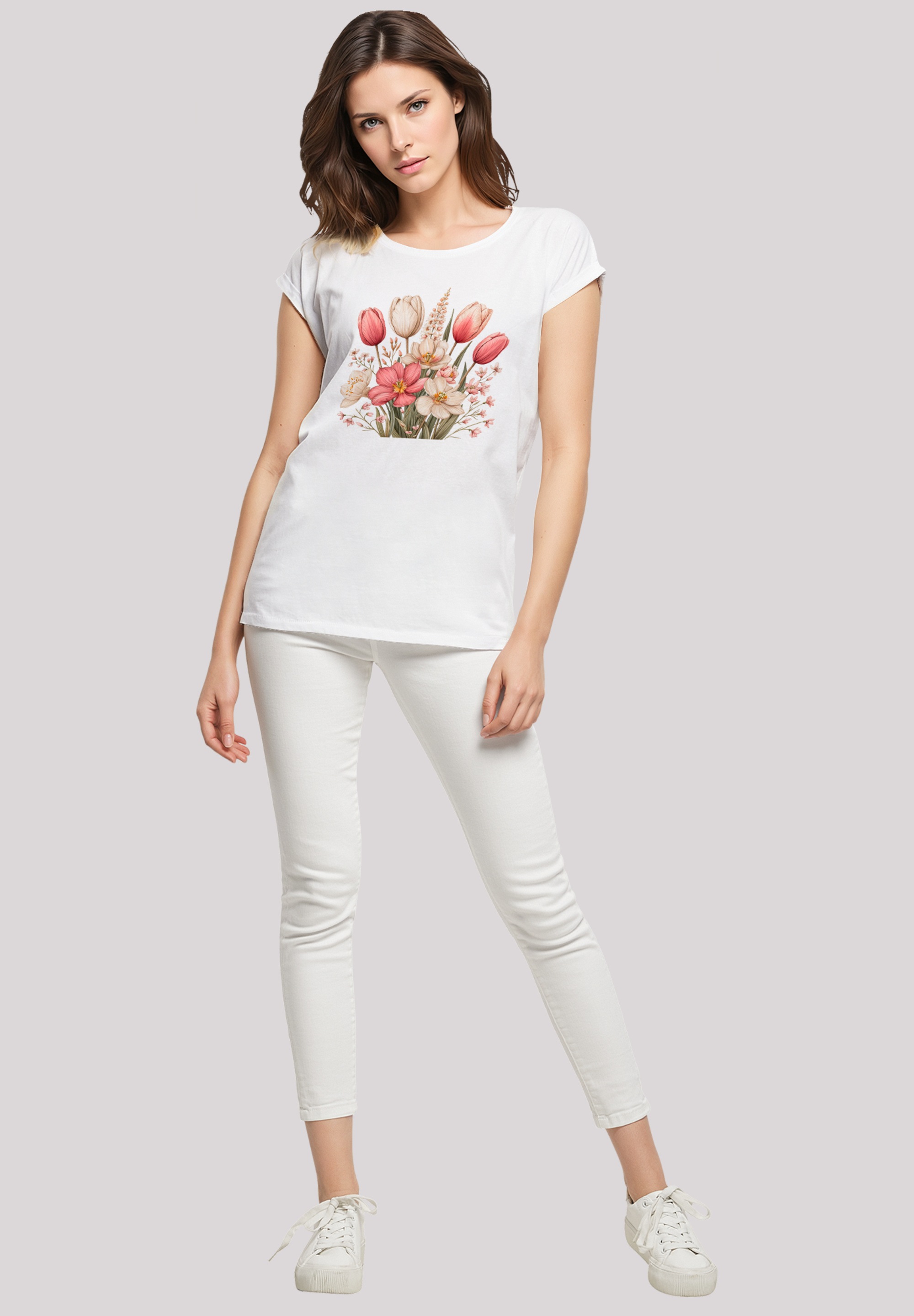F4NT4STIC T-Shirt »Rosa weißer Frühlingsblumenstrauß«, Premium Qualität