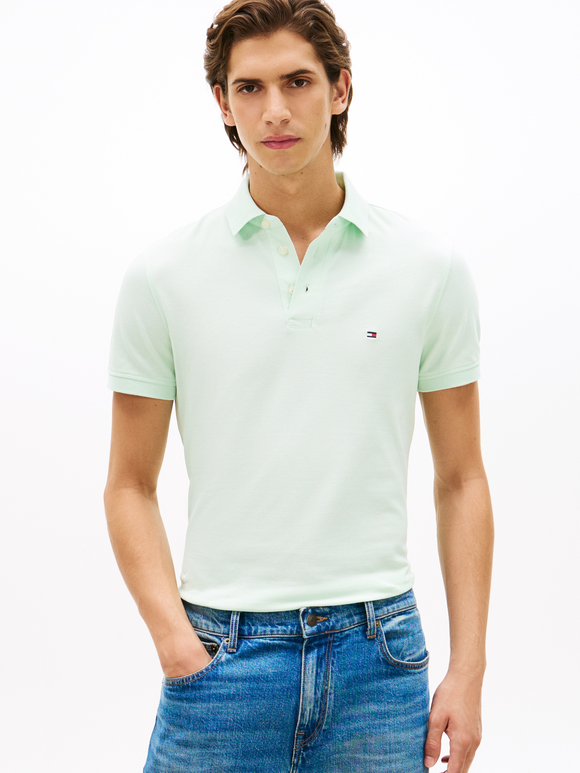 Tommy Hilfiger Poloshirt "1985 SLIM POLO" mit Stickerei, Piqué-Qualität, Sl günstig online kaufen