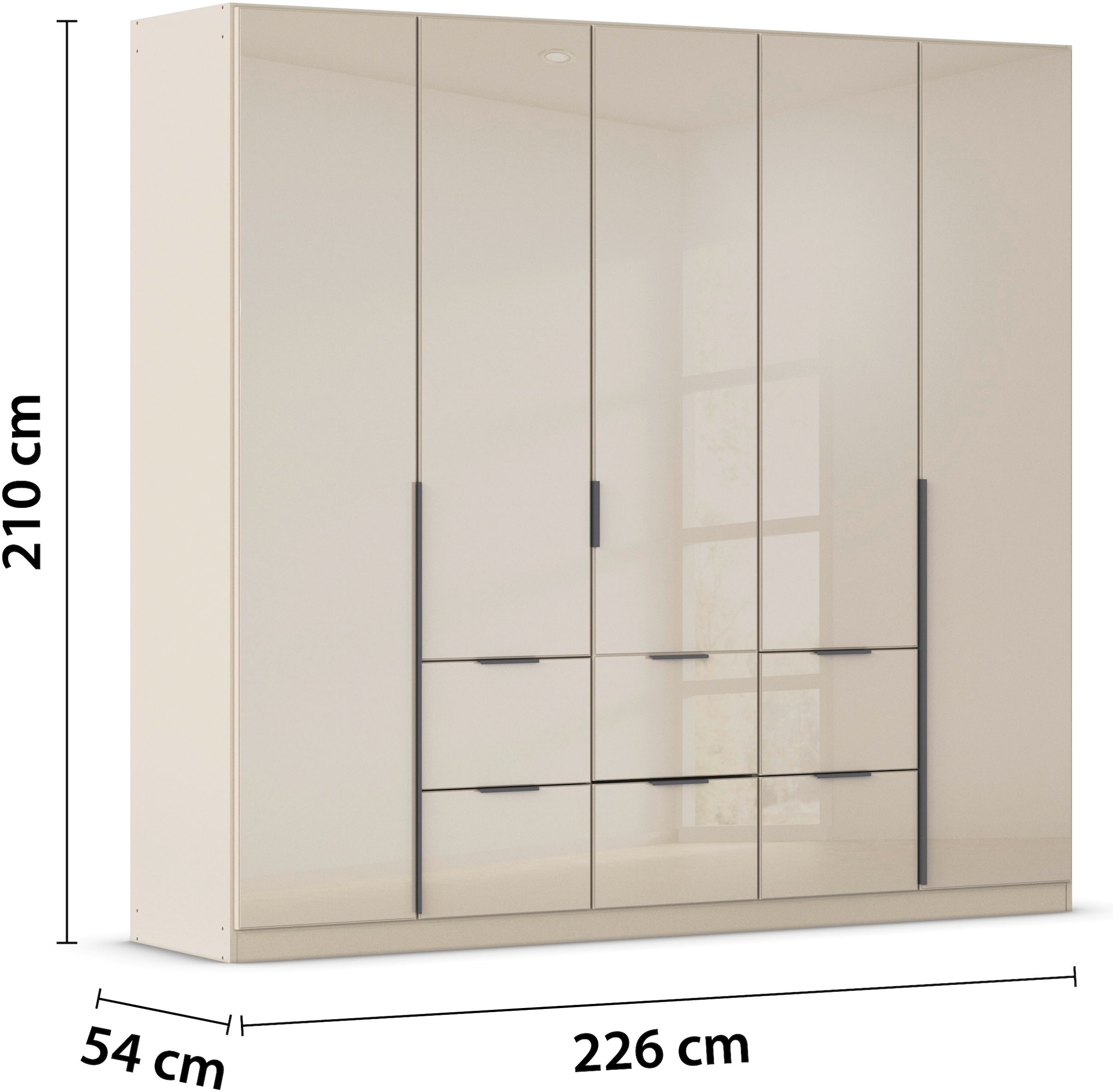 rauch Drehtürenschrank »Kleiderschrank Kleiderschränke Schrank Garderobe AGORDO mit Glasfront«, (in zwei Griff-Farben mit Glasfront), mit Außenschubkästen, in 6 Breiten und 2 Höhen MADE IN GERMANY