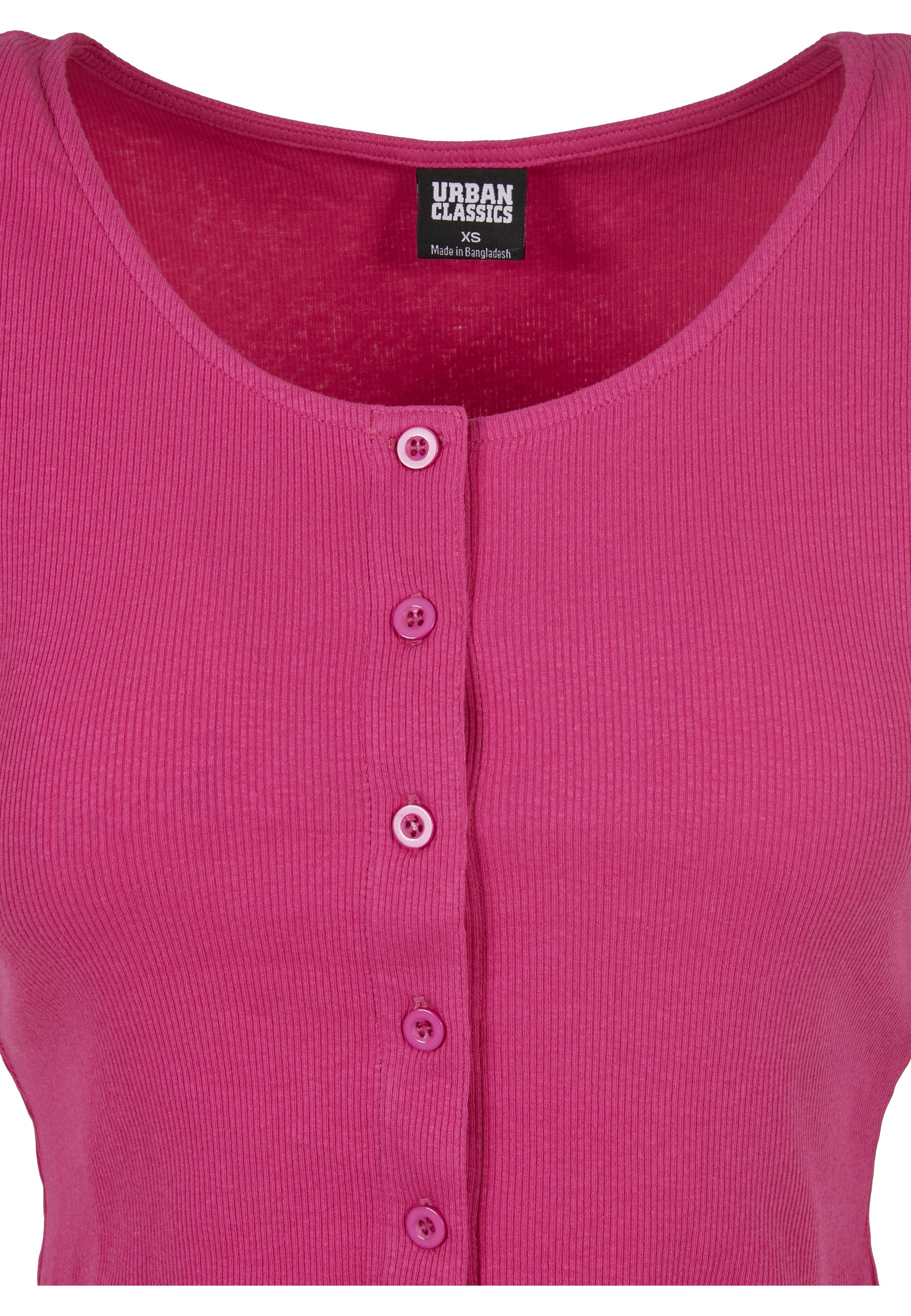 URBAN CLASSICS Kurzarmshirt »Urban Classics Damen Ladies Cropped Button Up Rib Tee« 1