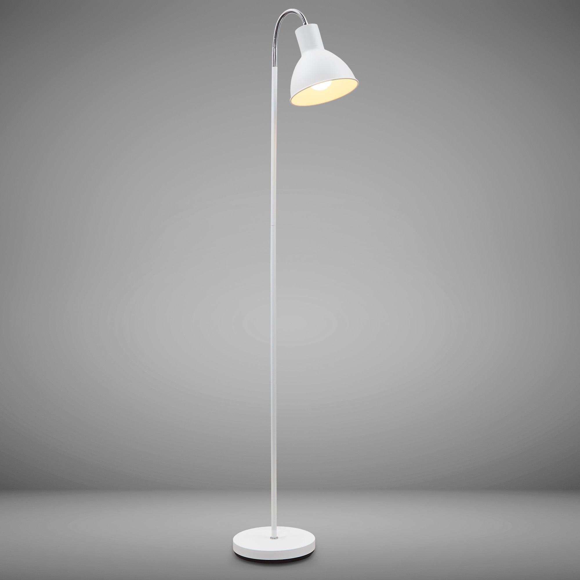 B.K.Licht LED Stehlampe, 1 flammig, Leuchtmittel E27 | ohne Leuchtmittel, Stehleuchte Industrial Design Stand-Leuchte schwenkbar Metall E27 weiß
