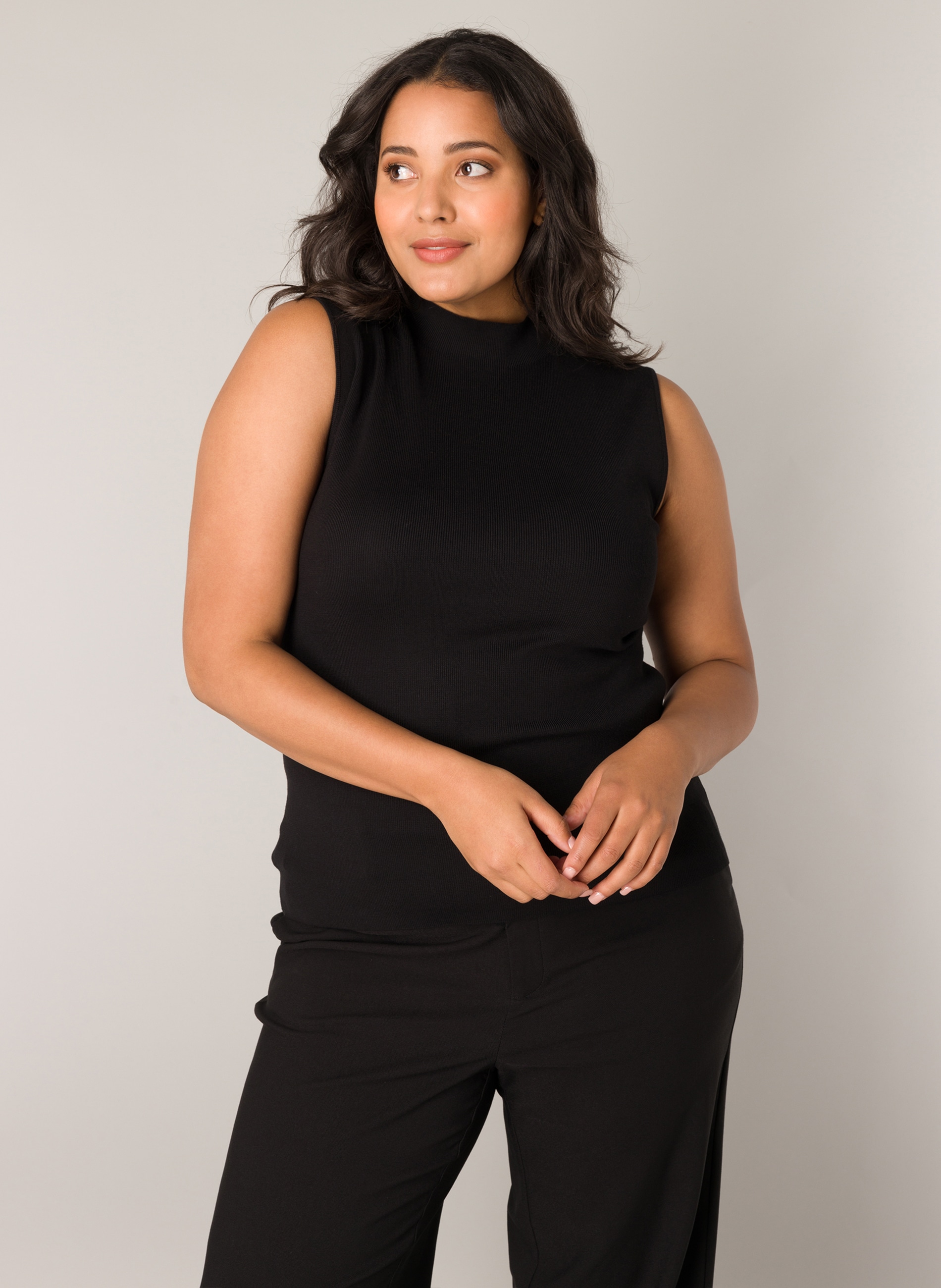 Base Level Curvy Ripptanktop, mit hochgeschlossenem Kragen, ärmellos günstig online kaufen