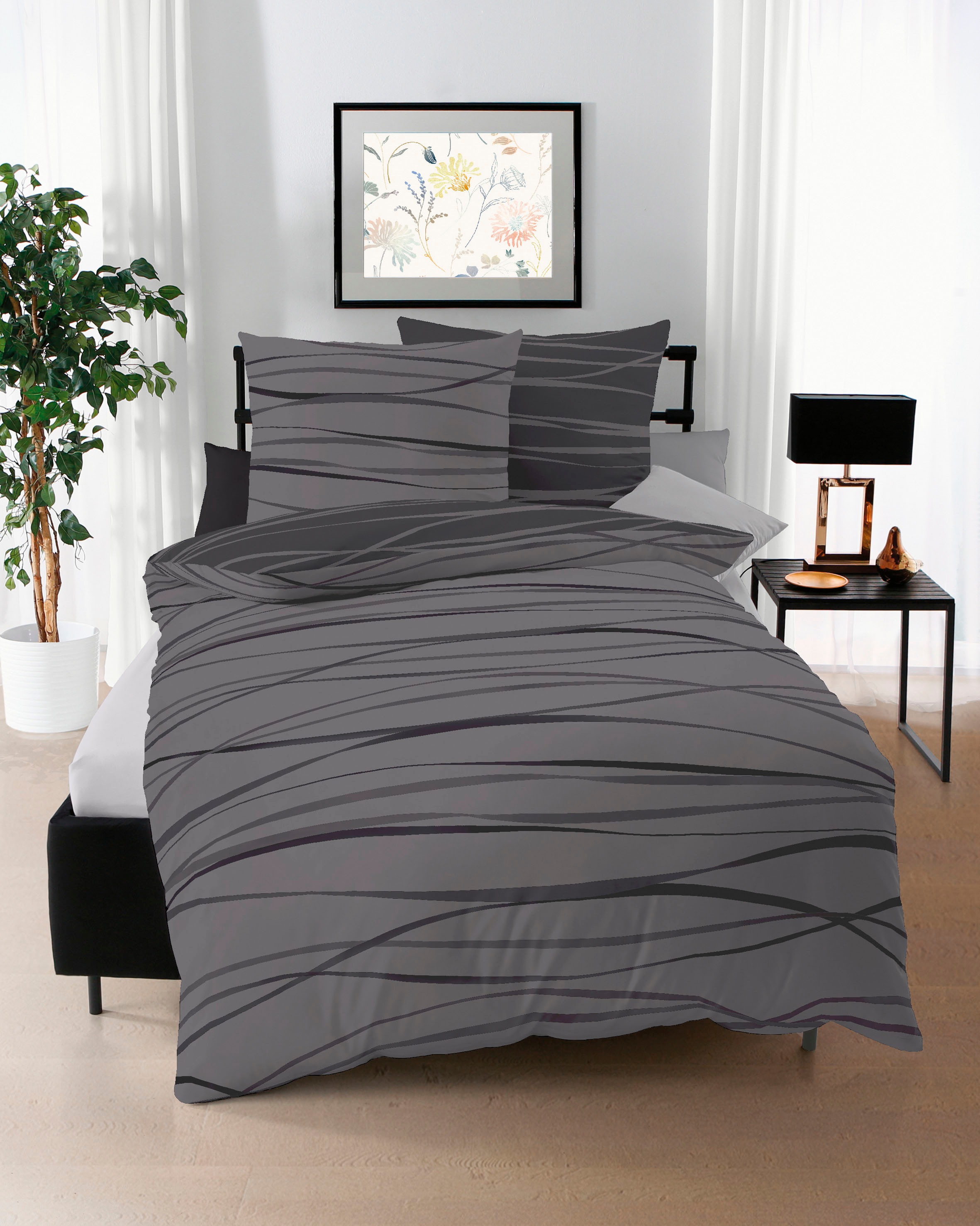 Kaeppel Wendebettwäsche "Motion" 3 Stk. tlg. Mit feinen Wellenlinien günstig online kaufen