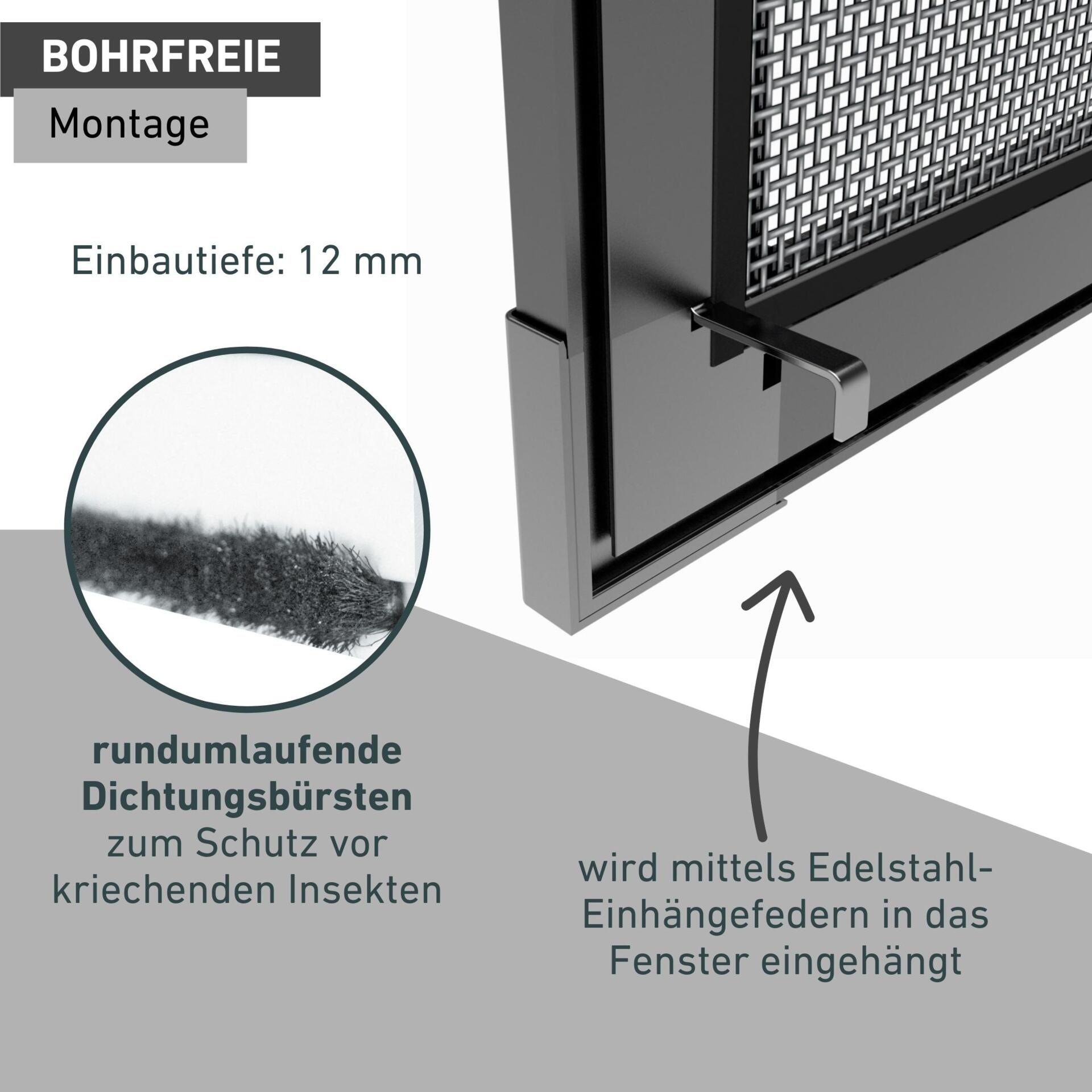 Windhager Insektenschutz-Fensterrahmen »Plus, aus Fiberglasgewebe mit Alurahmen, Fliegengitter Rahmenfenster« Fliegengitter in weiß, anthrazit erhältlich, 130x150cm, ohne bohren