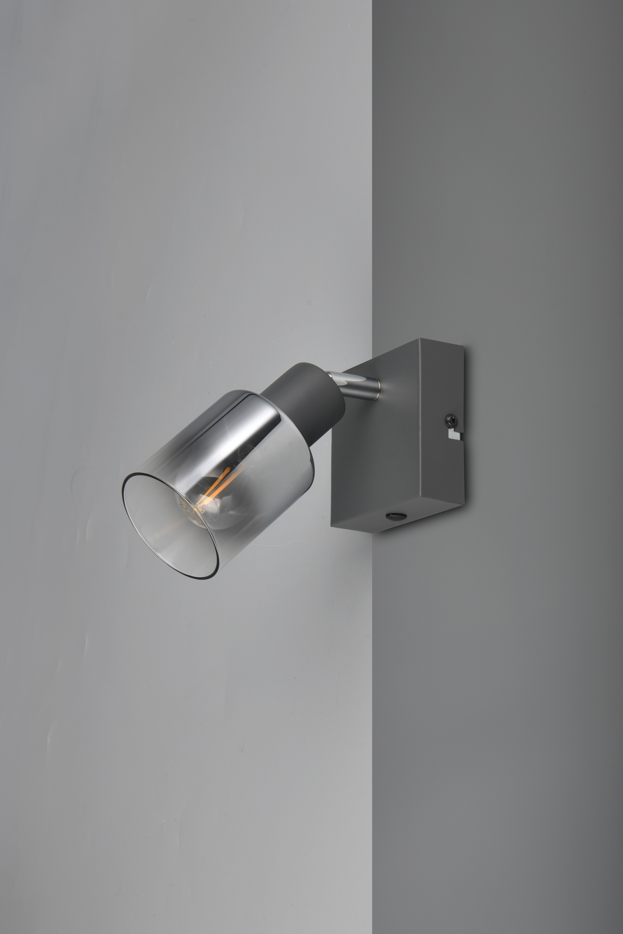 REALITY Leuchten Deckenstrahler »CADIZ, Spot 1-flammig, exkl 1xE14 max 10W, Glas anthrazit, verspiegelt«, 1 flammig, Leuchtmittel E14 | Leuchtmittel wechselbar, verstellbarer Spot als Wandstrahler oder Deckenstrahler mit Glasschirm
