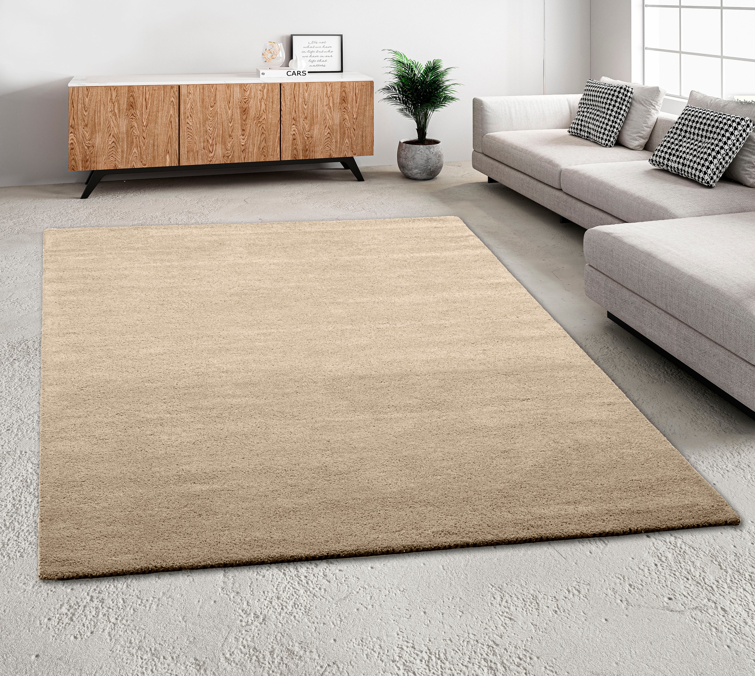 THEKO Wollteppich "Gabbeh Uni, Handgefertigt, Teppich, meliert, reine Wolle günstig online kaufen