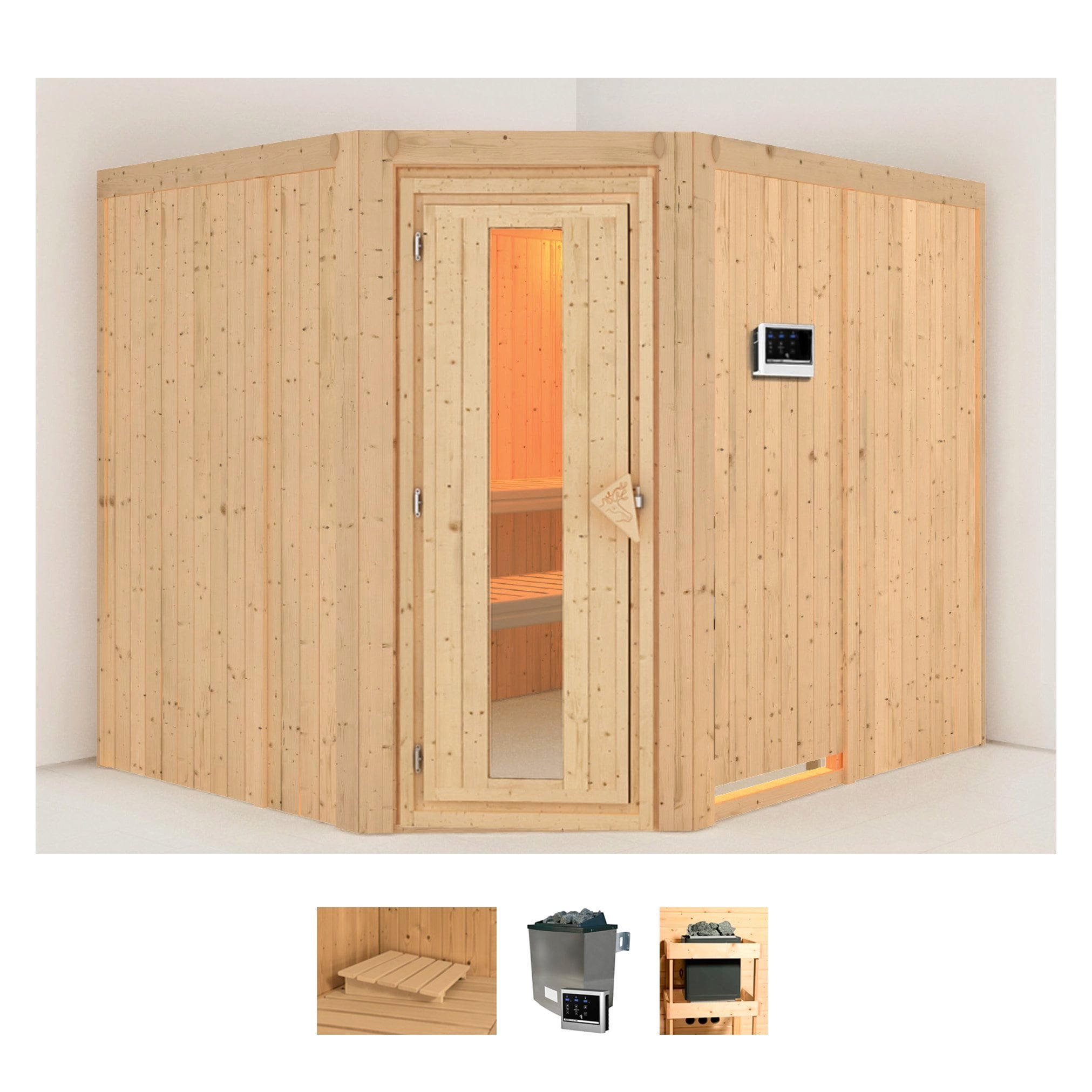 Karibu Sauna "Marit" Set, Ofen 9 KW externe Strg easy