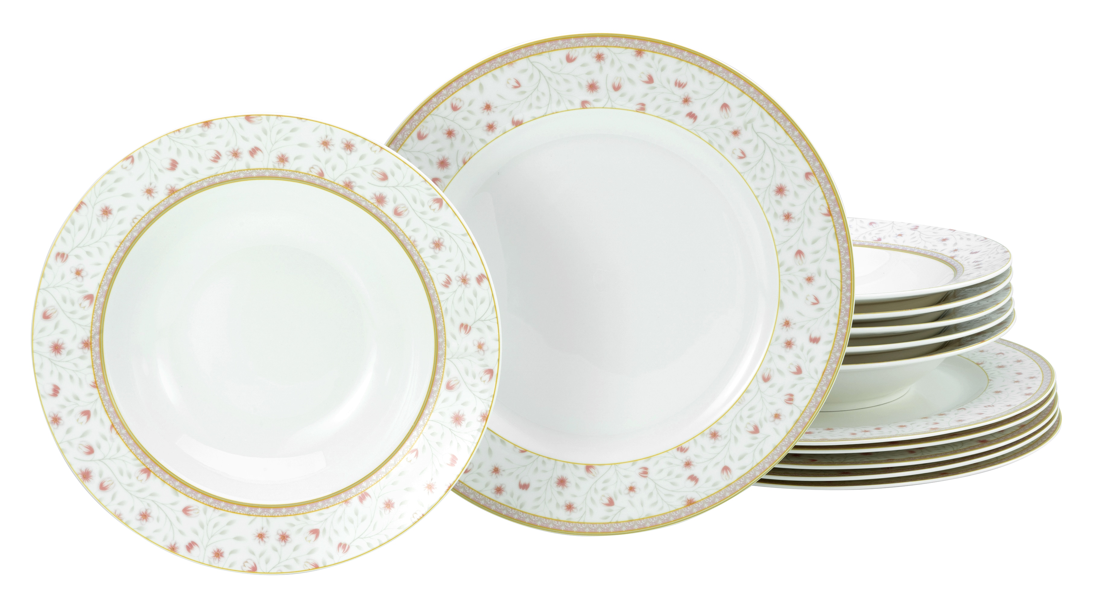 CreaTable Tafelservice "Emilja, Tafel-Service 12-tlg" Teller Set, Blumendekor