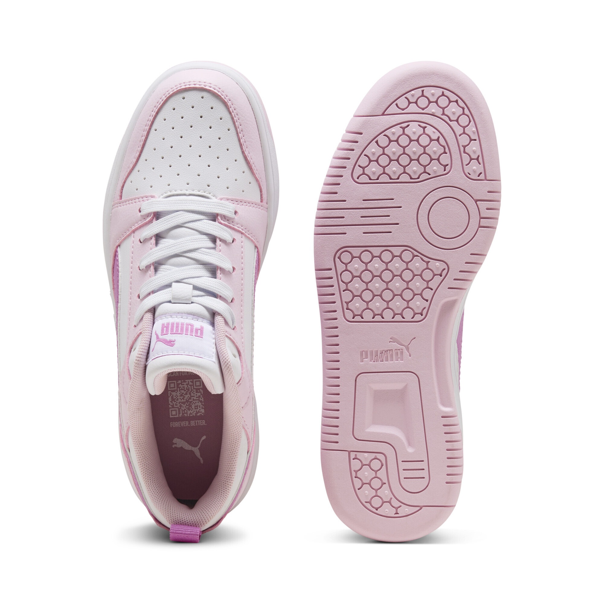 Sneaker PUMA "Rebound V6 Low Sneakers Jugendliche", Damen, Gr. 37, pearl pink mauve pop weiß, Obermaterial: Synthetik, Textil; Futter: Textil; Innensohle: Textil, Keine Angabe; Laufsohle: Gummi, Schuhe Sneaker 3