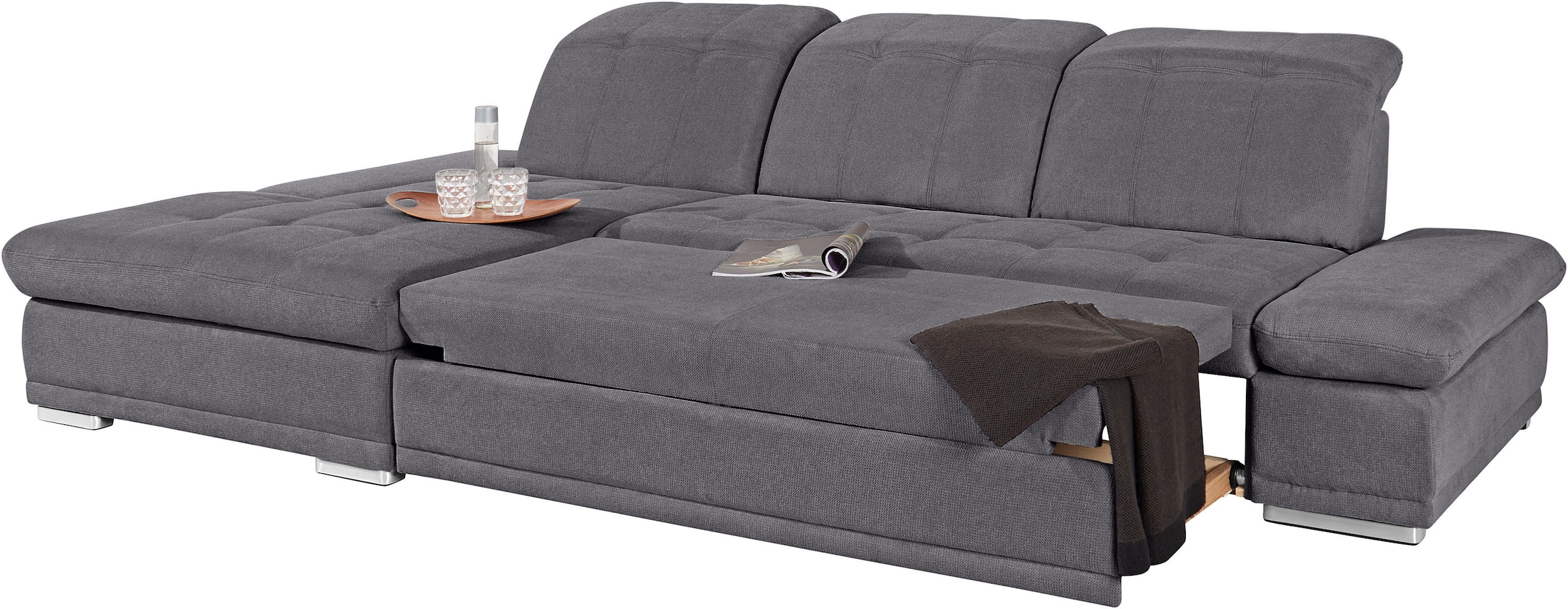 COTTA Ecksofa »Holiday L-Form mit Sitztiefen-, Armteil- und Kopfteilverstellung«, wahlweise mit Bettfunktion & Bettkasten