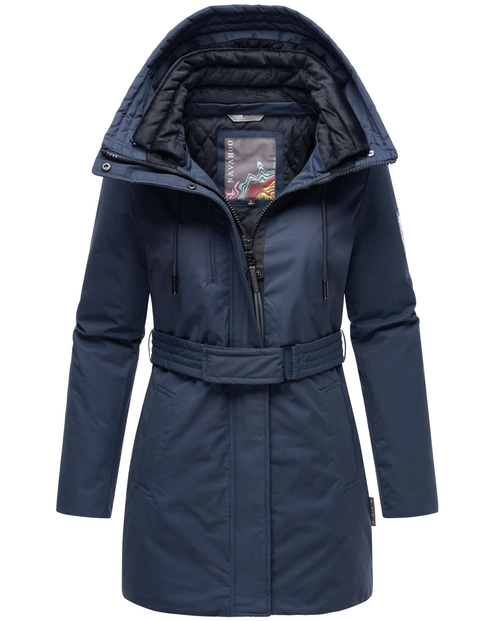 Navahoo Winterjacke »Eishauch 14«, mit Kapuze, Damen Winterparka mit Taillengürtel und Fleece-Kragen