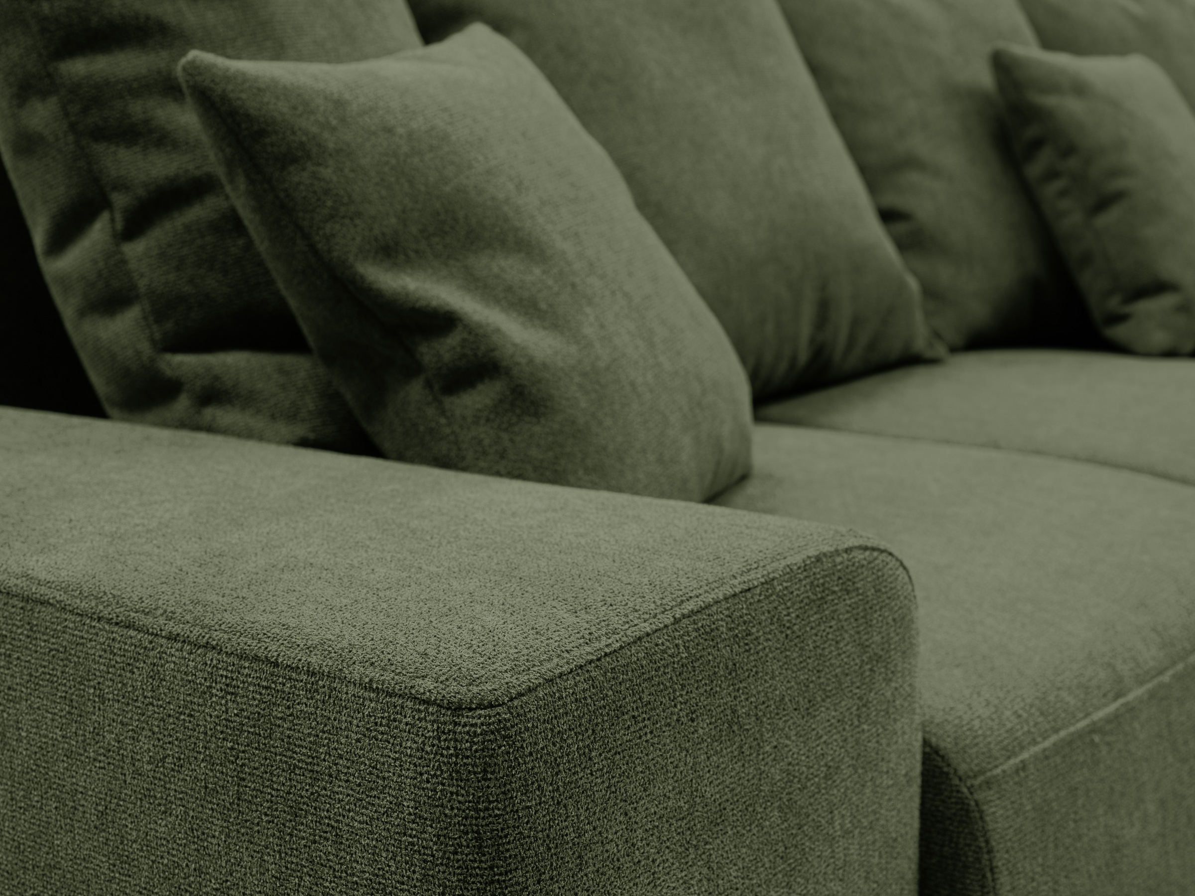 WERK2 Ecksofa »Riwa, modernes Sofa zum Kuscheln und Entspannen, Breite 300cm, L-Form«, Trendiges Ecksofa mit vielen Kissen, Schlaffunktion & Bettkasten