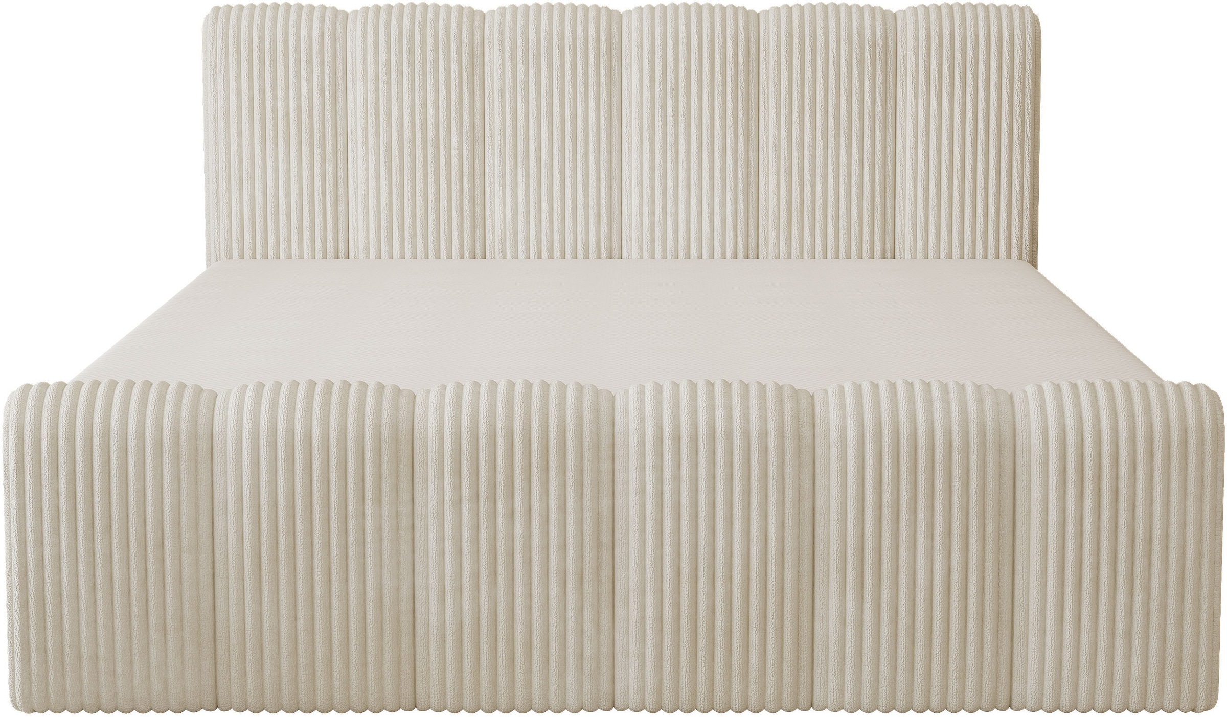 OTTO home Boxbett »SIVVA in der Breite 180cm, flauschiger Breitcord, Farbe: cream« inkl. Taschenfederkernmatratze (H3) & Topper (4cm) & Fußteil