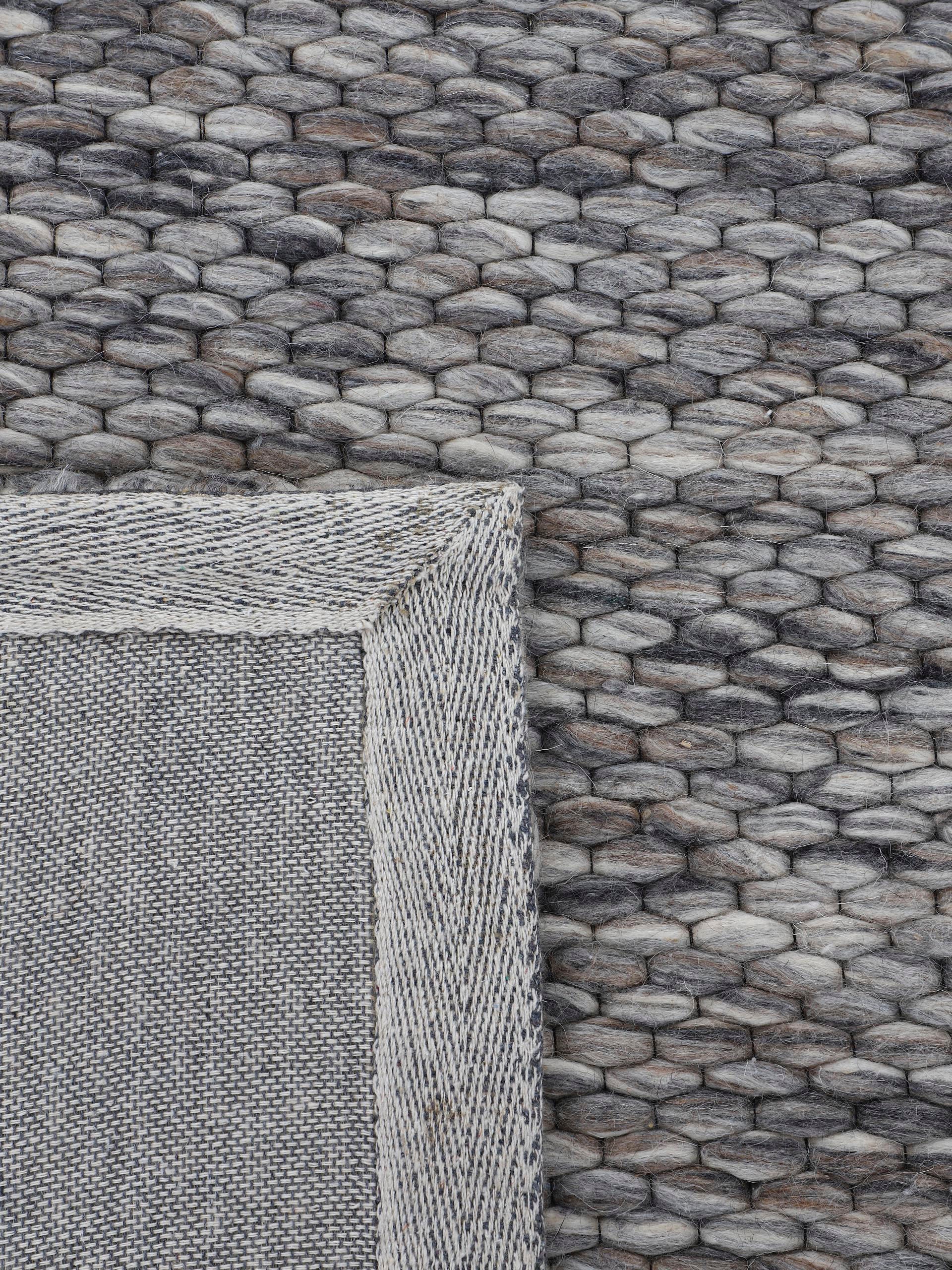 carpetfine Wollteppich »Sina«, rund, 14 mm Höhe, grobe Struktur, Zeitloses Design, reine Wolle, Wohnzimmer