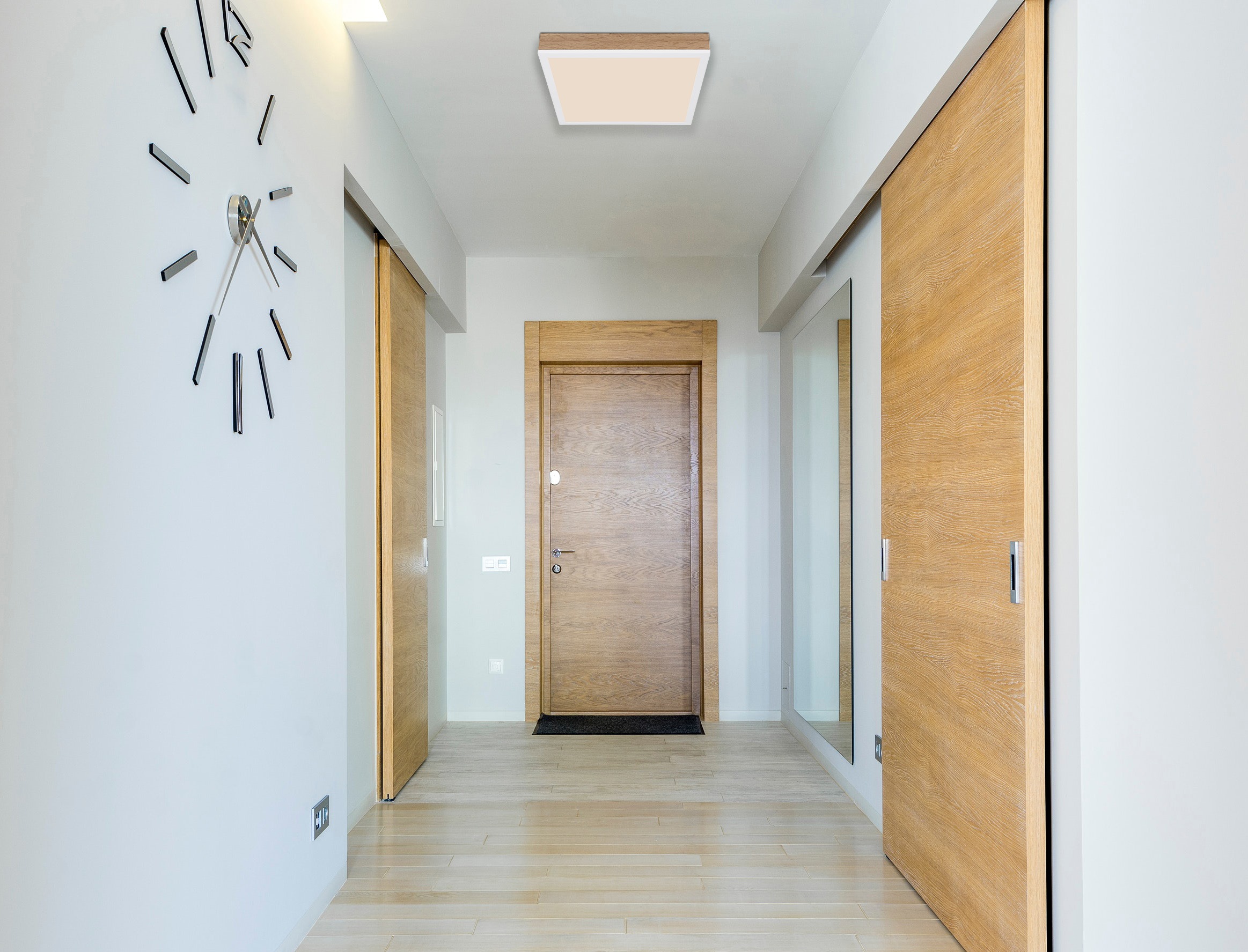 GLOBO LIGHTING LED Deckenleuchte »DORO«, Leuchtmittel LED-Modul | LED fest integriert, Deckenlampe/holzoptik/quadratisch/3000K/Wohnzimmer/Schlafzimmer