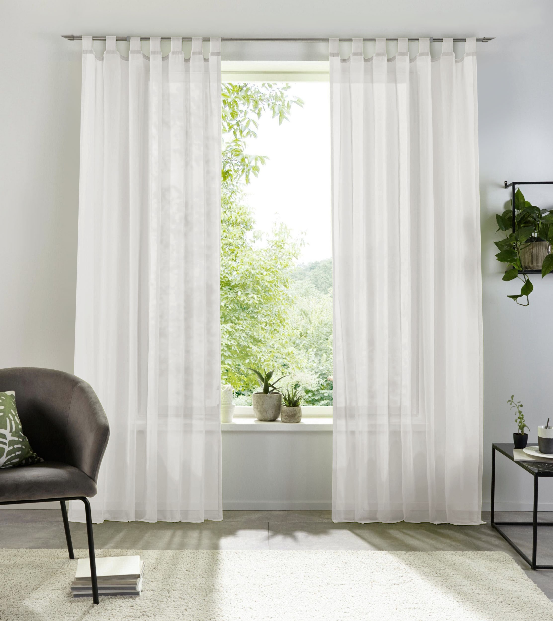 OTTO home Gardine "XANA" Schlaufen 1 Stk. tlg. Bestseller, einfarbig, 1 Schal, pflegeleicht, preiswert