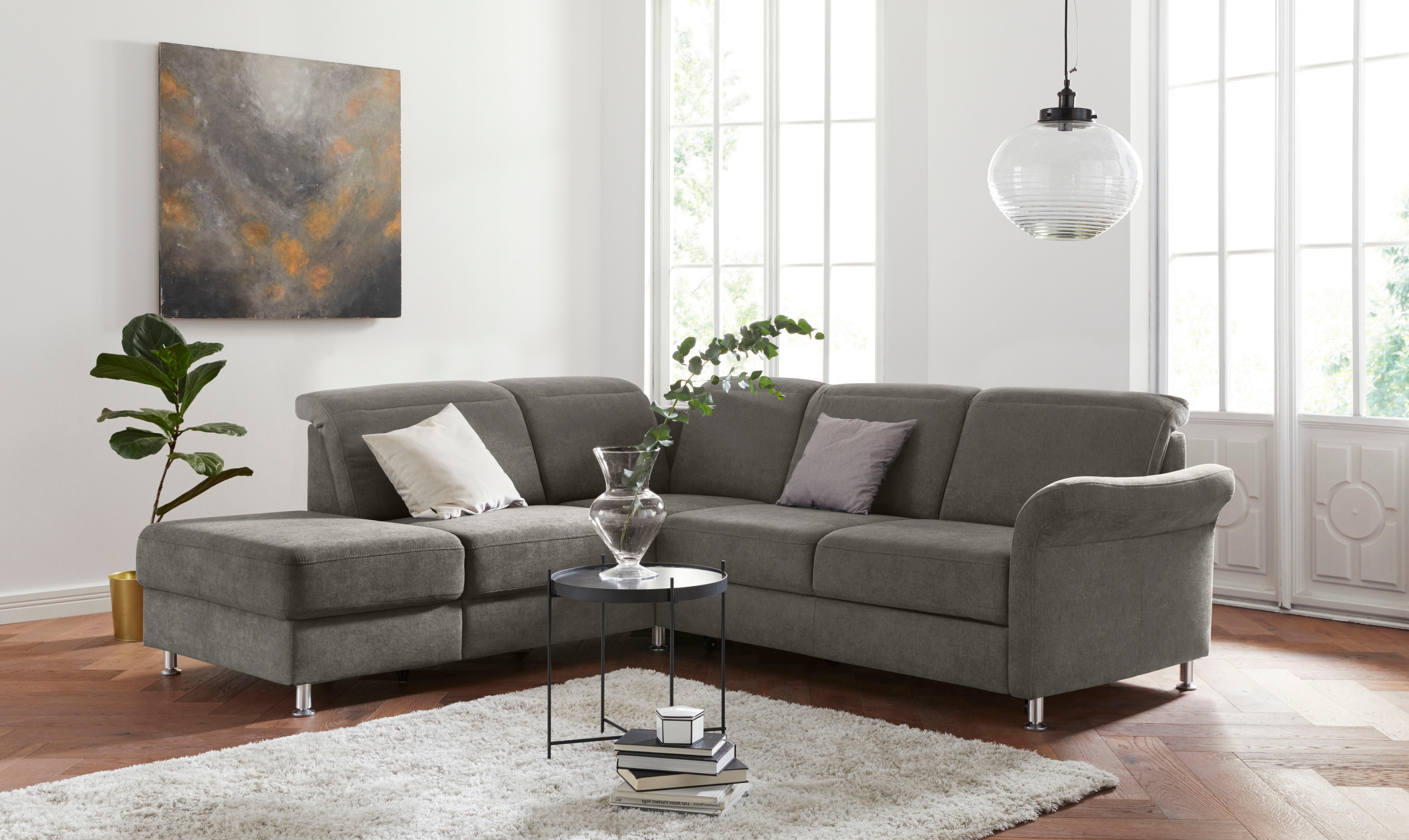 sit&more Ecksofa "Darwin L-Form" inklusive Federkern, wahlweise mit Kopfteilverstellung, Schlaffunktion