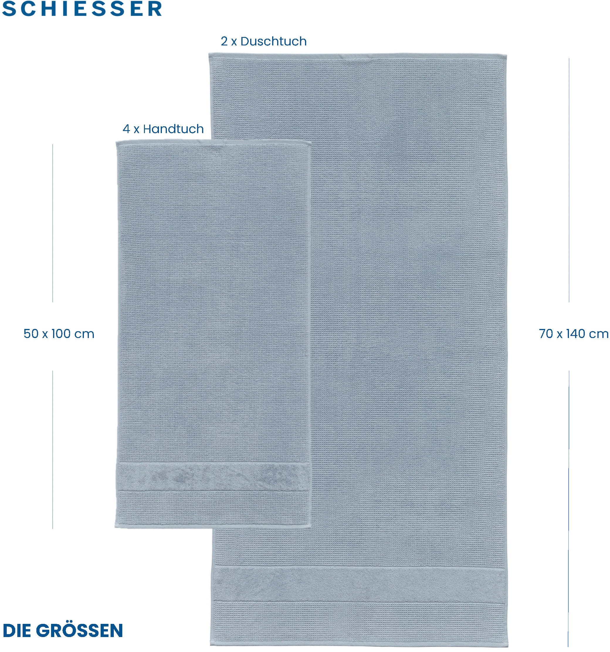 (4 »Schiesser aus Turin Baumwolle«, Handtücher 100% Schiesser | Reiskorn-Optik Handtücher BAUR im Set St.), 4er