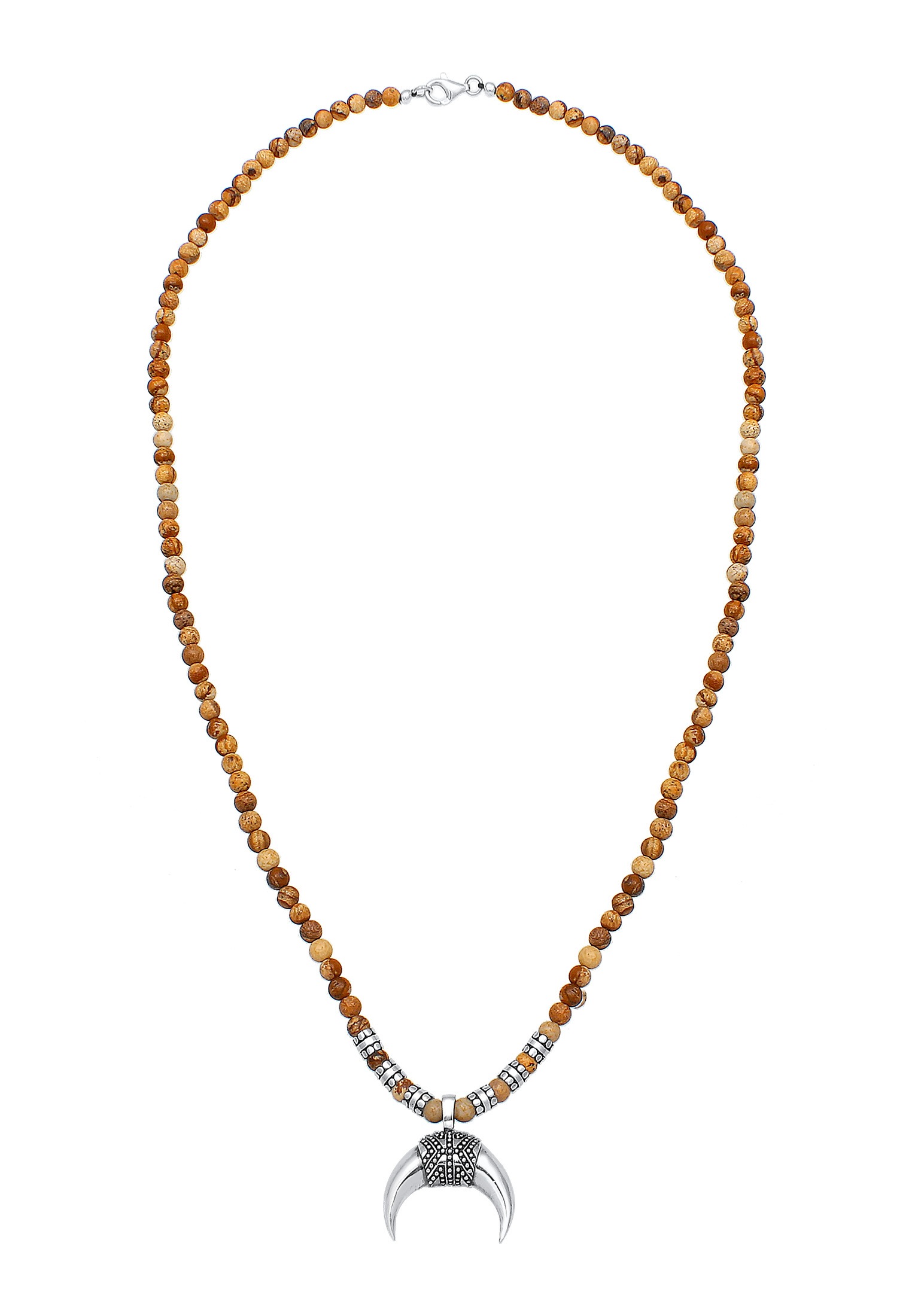 Kuzzoi Kette mit Anhänger »Herren Halbmond Achat Jasper Look 925er Silber«