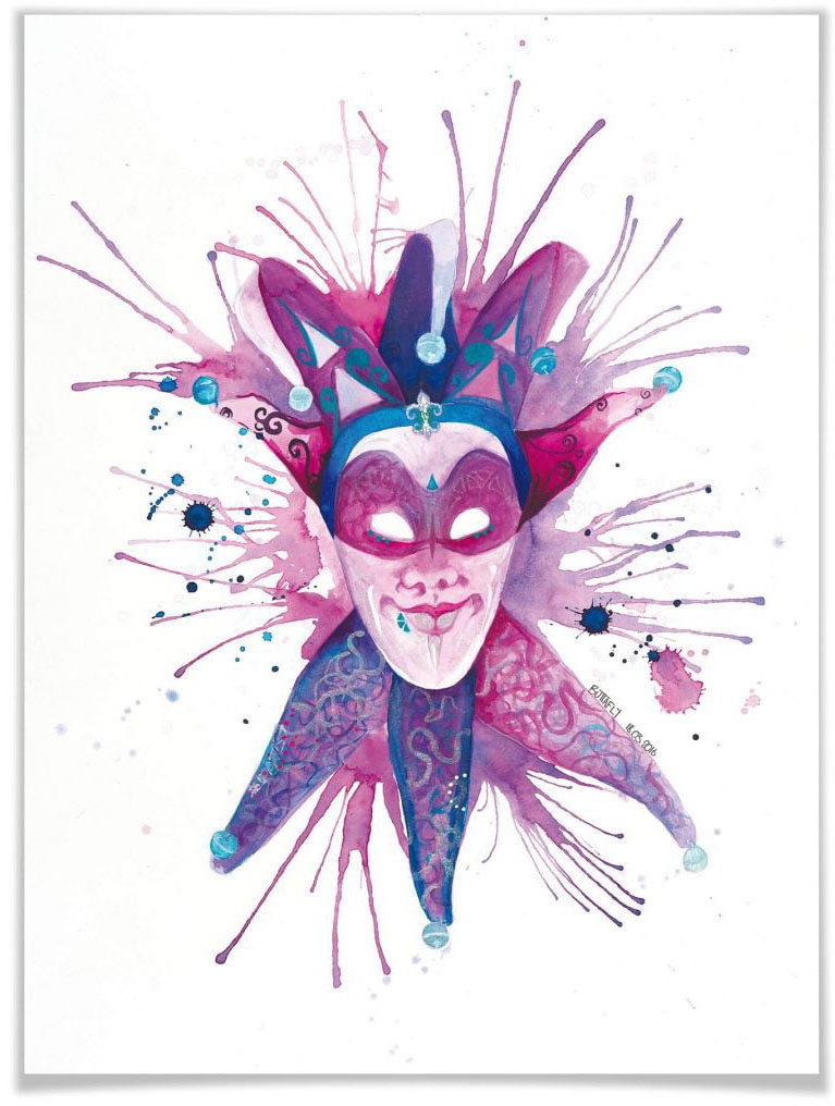Wall-Art Poster »Mardi Gras Mask«, Schriftzug, (1 St.), Poster, Wandbild,  Bild, Wandposter kaufen | BAUR