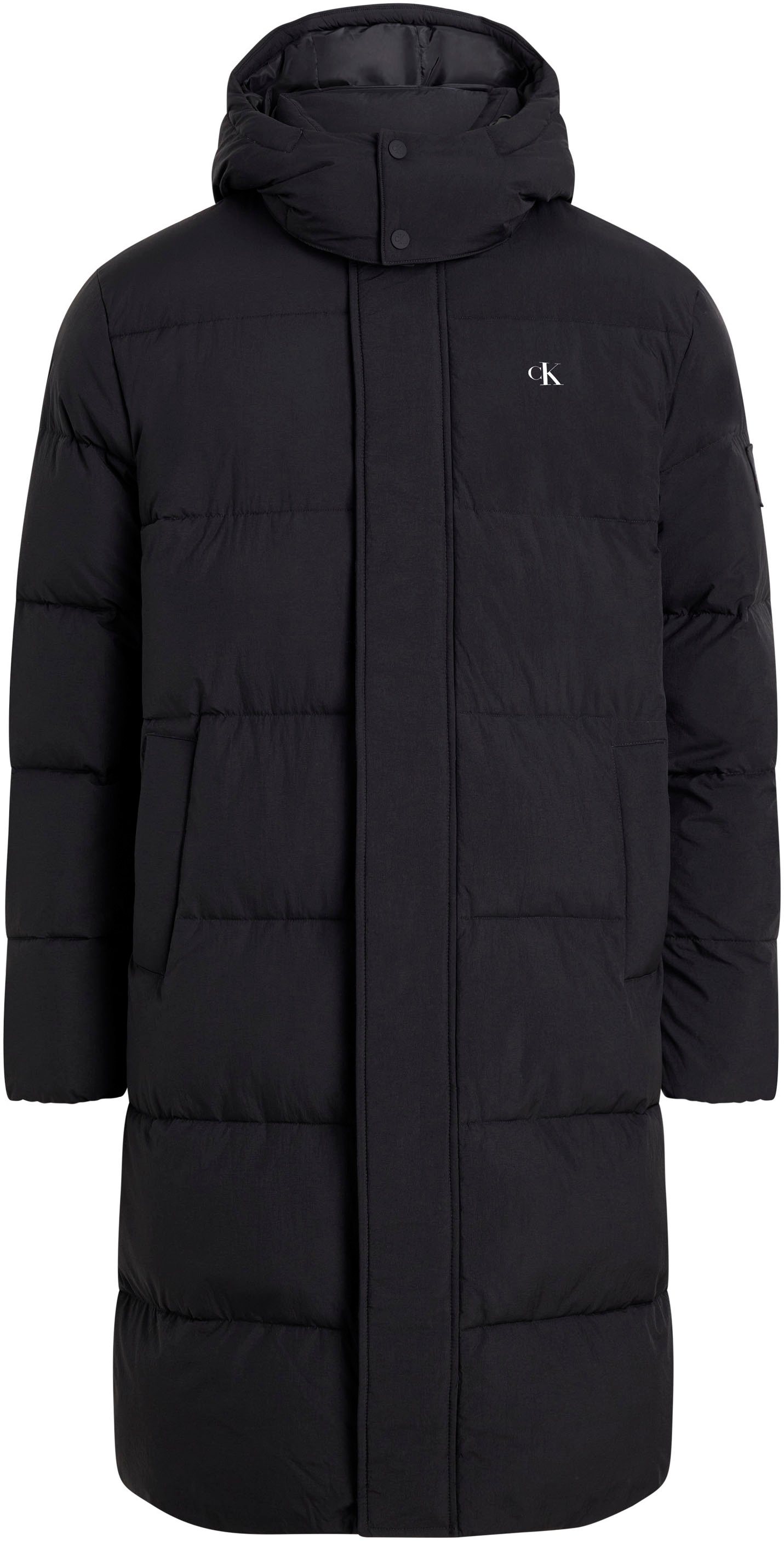 Calvin Klein Jeans Langjacke "ESSENTIALS NON DOWN LONG PARKA", mit Kapuze, mit Logoprägung