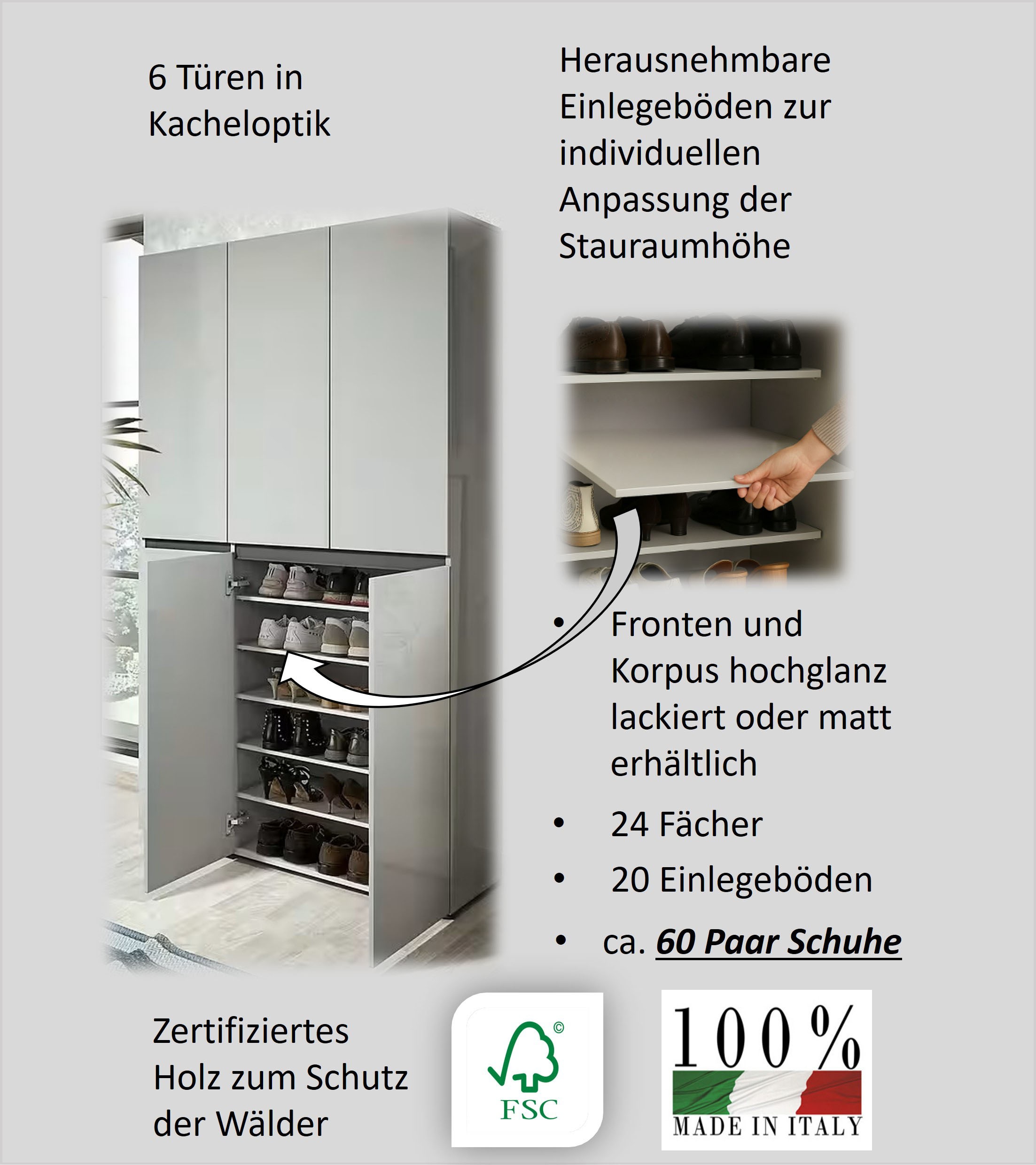 Thumbnail - INOSIGN Schuhschrank "Mister", Breite 120 cm, Höhe 200 cm, 6 Türen
