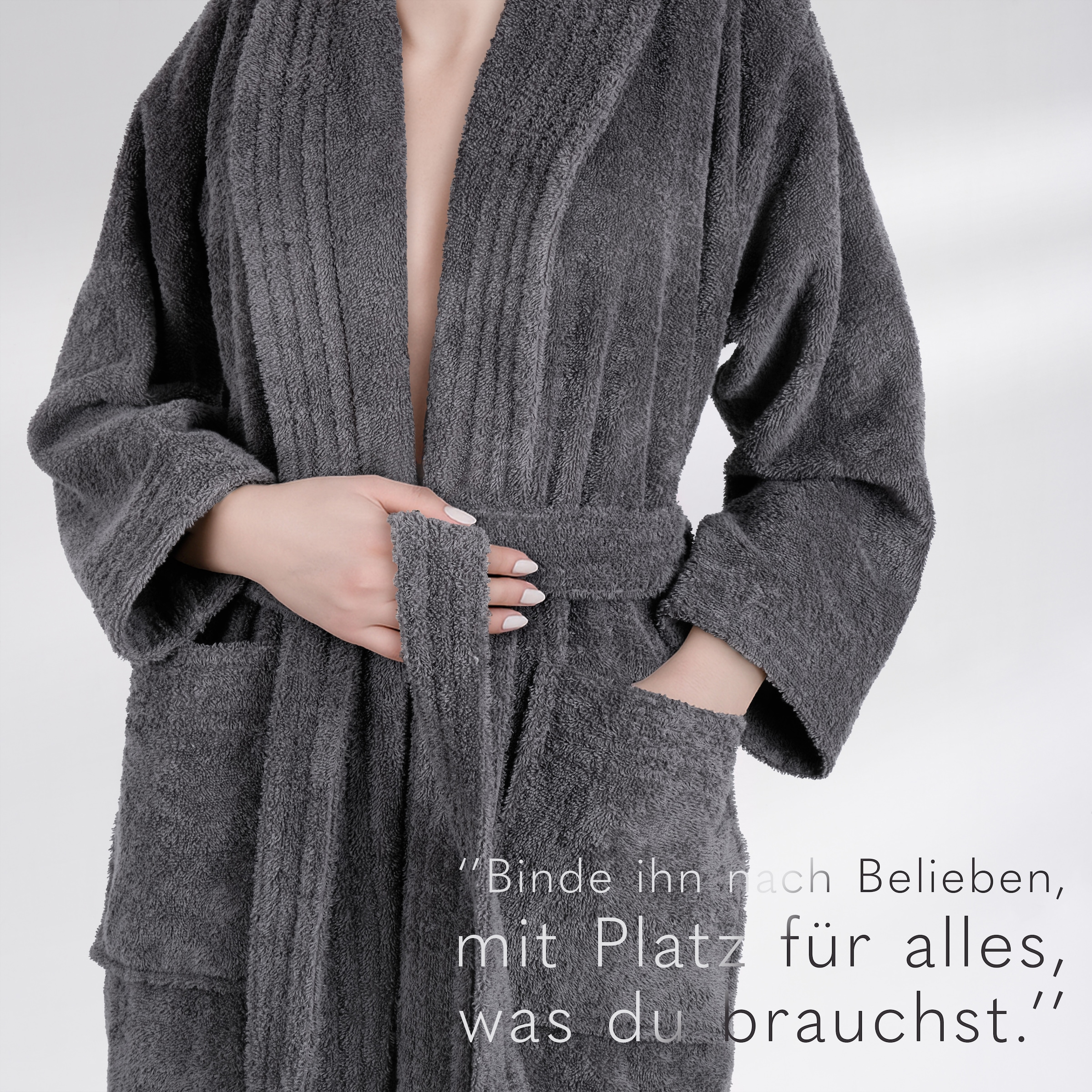 HAMMETEX Damenbademantel »Ren, 100% Baumwolle« 380 g/m² Frottee Bademantel mit Taschen – Saugfähig & Weich