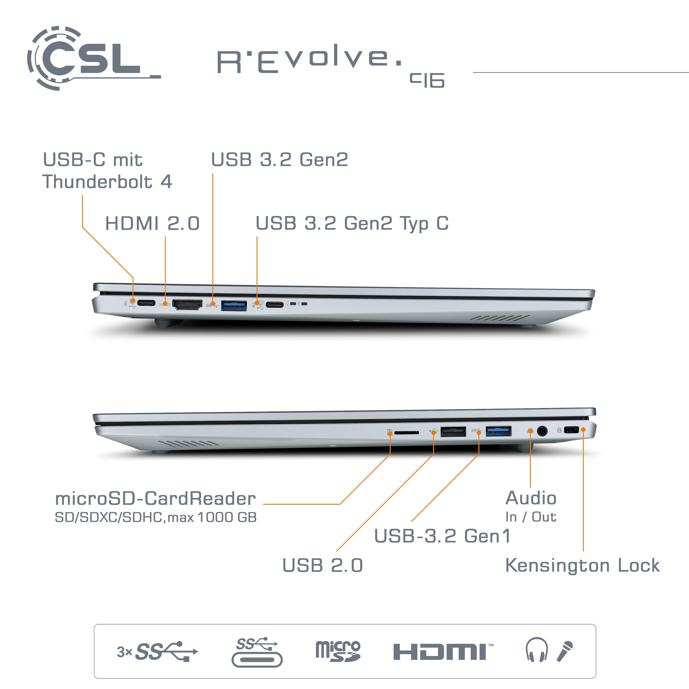 CSL Notebook »R'Evolve C16«, 40,64 cm, / 16 Zoll, 500 GB SSD