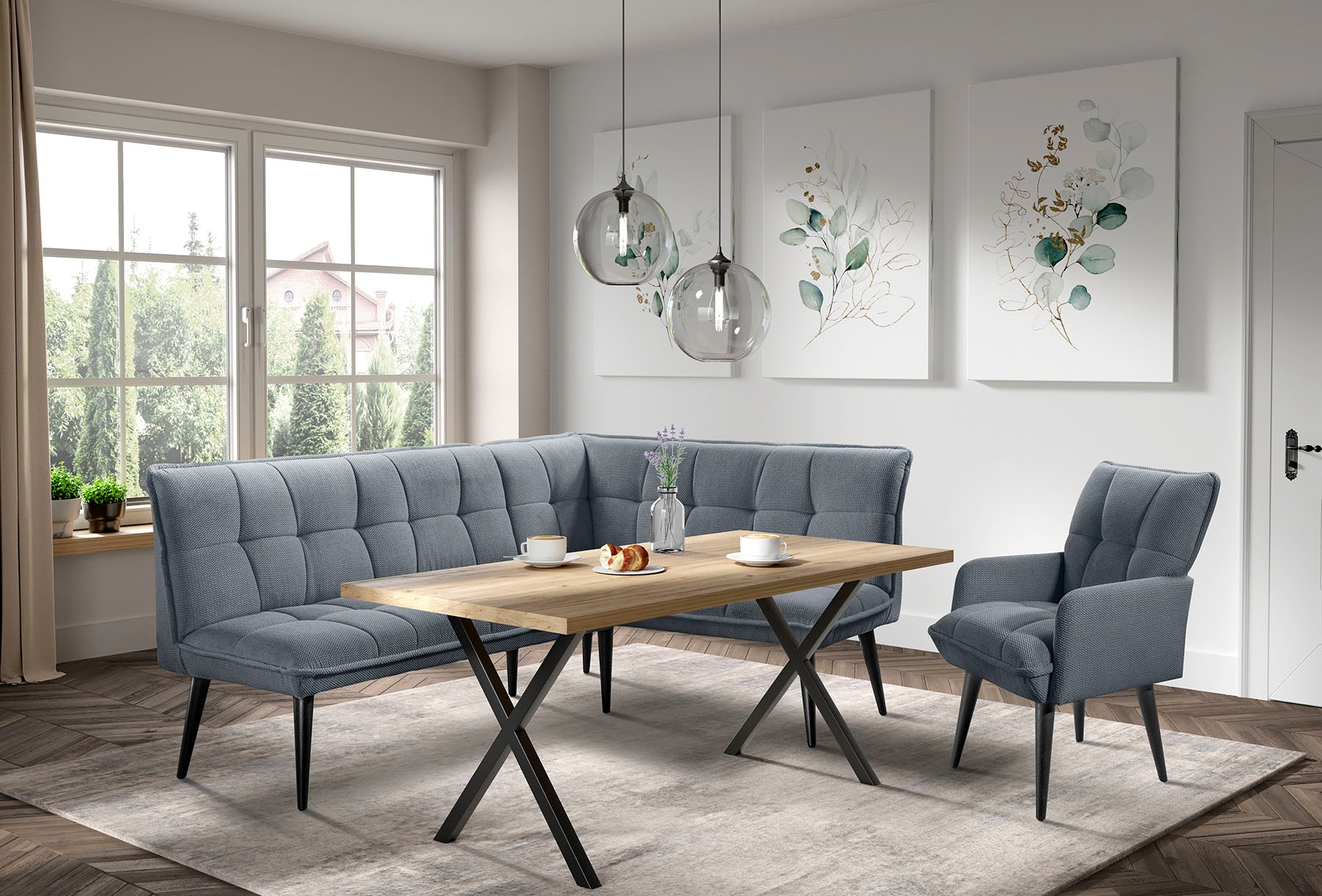 Eckbank, B:240cm H:94cm T:161cmanthrazit, EXXPO - SOFA FASHION, Esszimmer, Sitzbänke, "Mocca Essbank, Sitzbank", hoher Sitzkomfort, bequem und