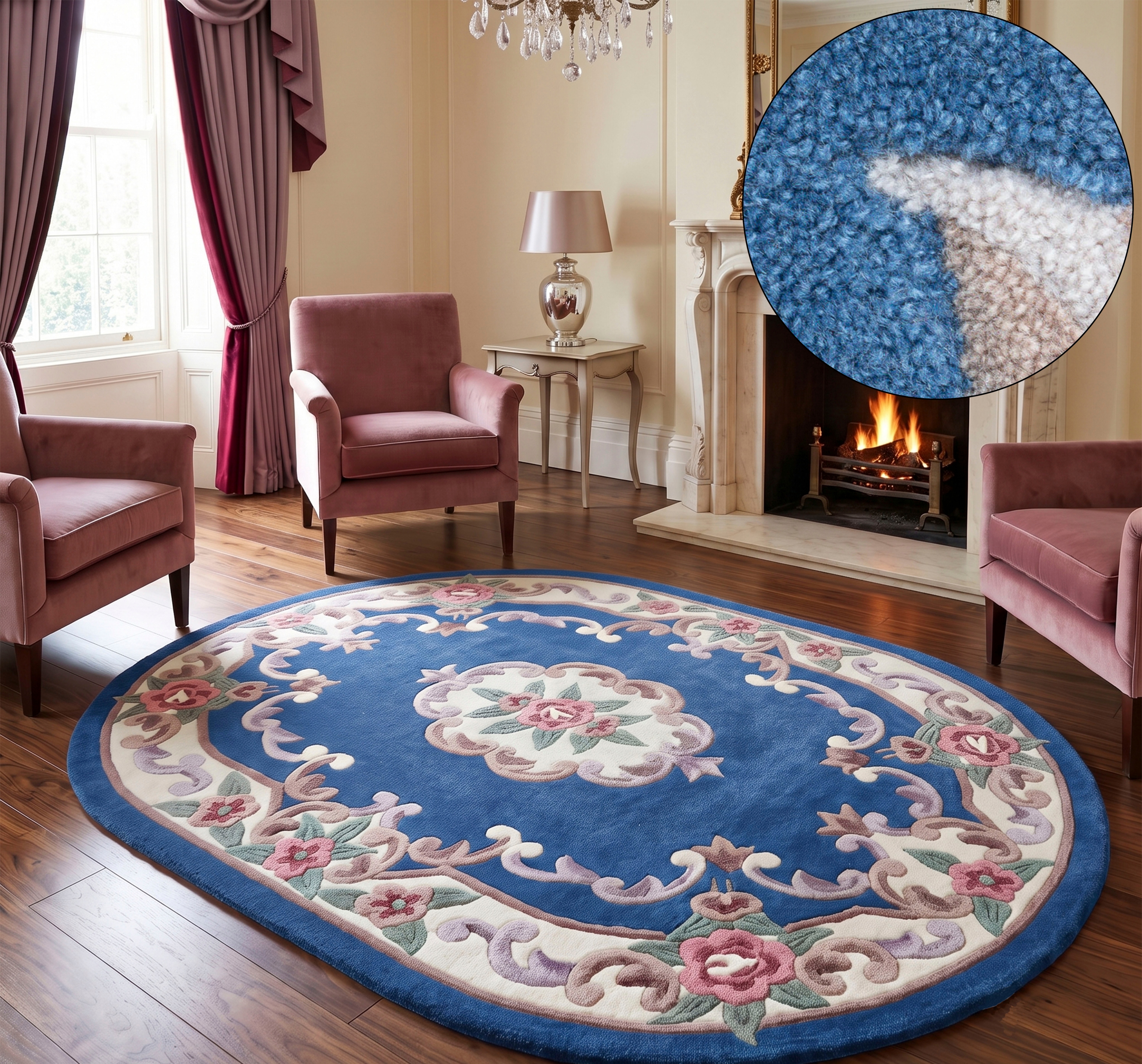 THEKO Teppich "Ming" oval 14 mm Höhe hochwertiges Acrylgarn, ideal im Wohnzimmer & Schlafzimmer