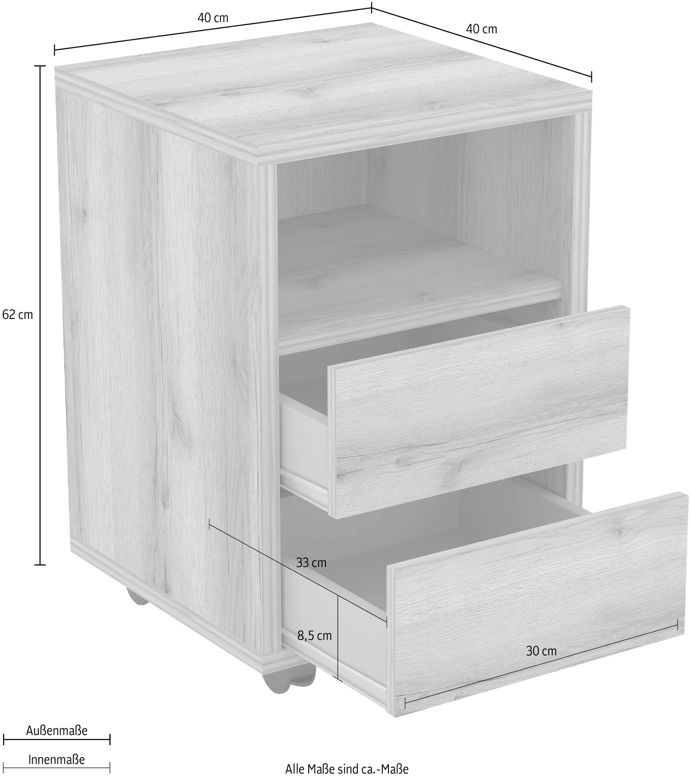 Helvetia Rollcontainer »Agapi«, Bürocontainer im modernen Design, 40x40x62  cm, 2 Schubkästen | BAUR