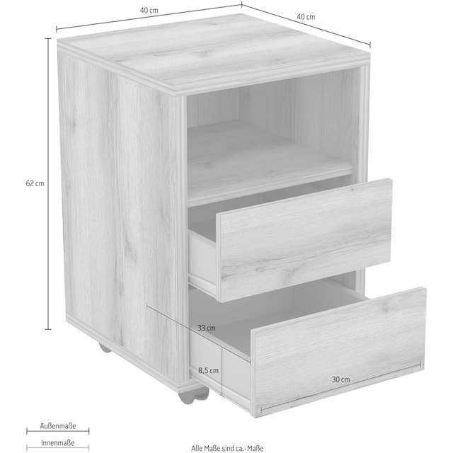 Helvetia Rollcontainer »Agapi«, Bürocontainer im modernen Design, 40x40x62  cm, 2 Schubkästen | BAUR