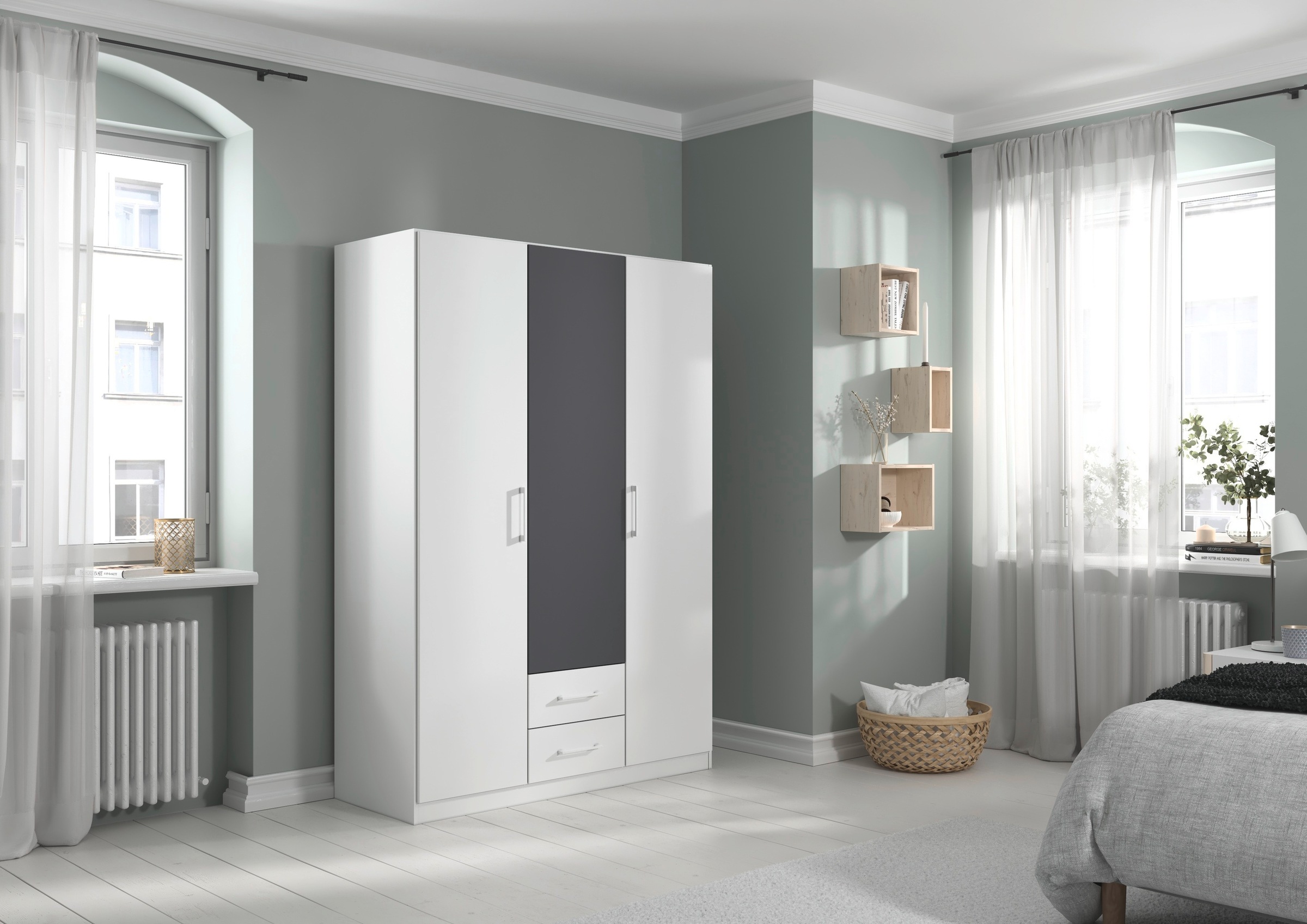 rauch Drehtürenschrank »Kleiderschrank Schrank Garderobe KREFELD optional mit Spiegel«, mit 3 Griff-Varianten, inkl. praktischen Schubladen MADE IN GERMANY