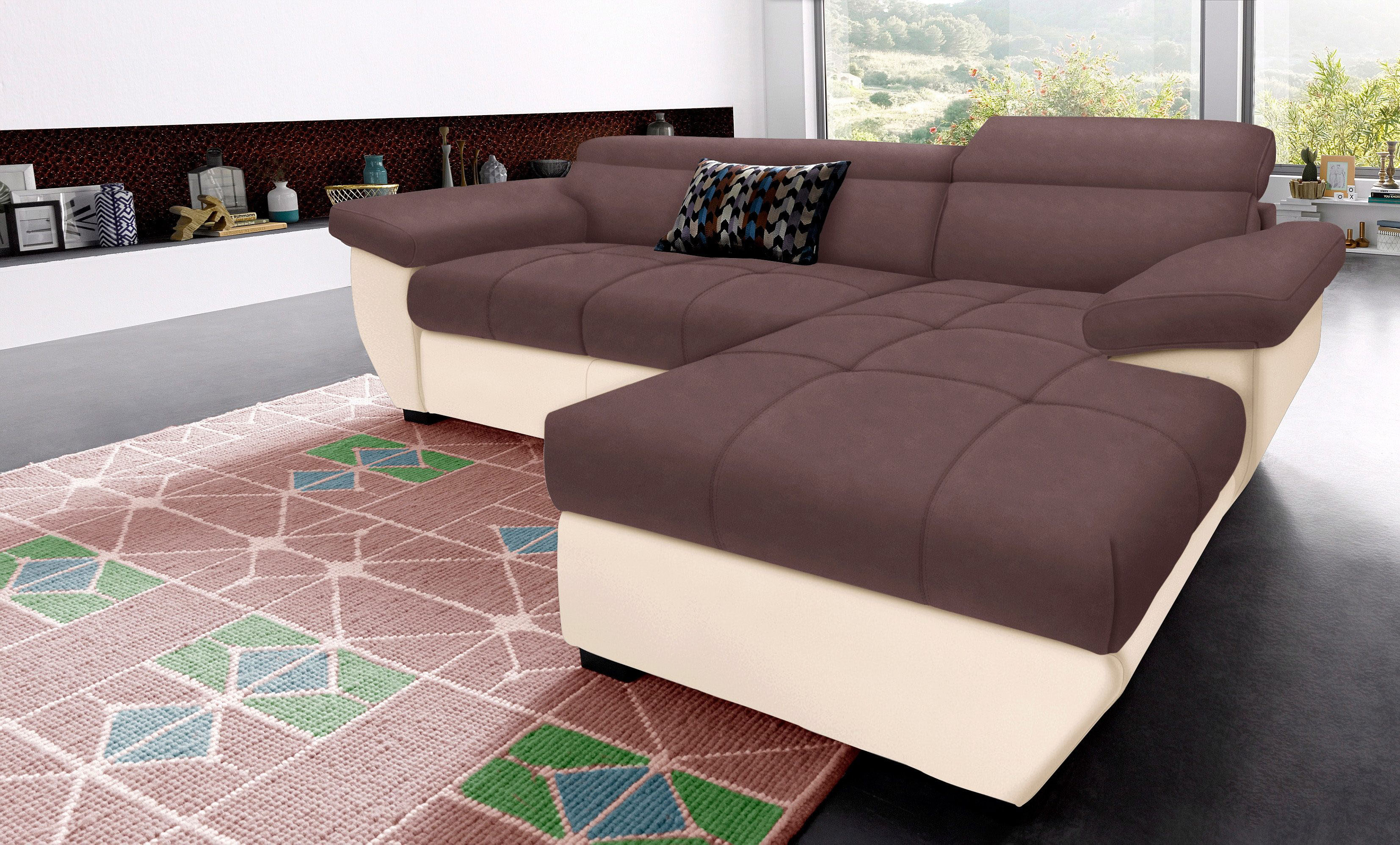 COTTA Ecksofa "Speedway L-Form" mit Kopfteilverstellung, wahlweise mit Schlaffunktion & Bettkasten