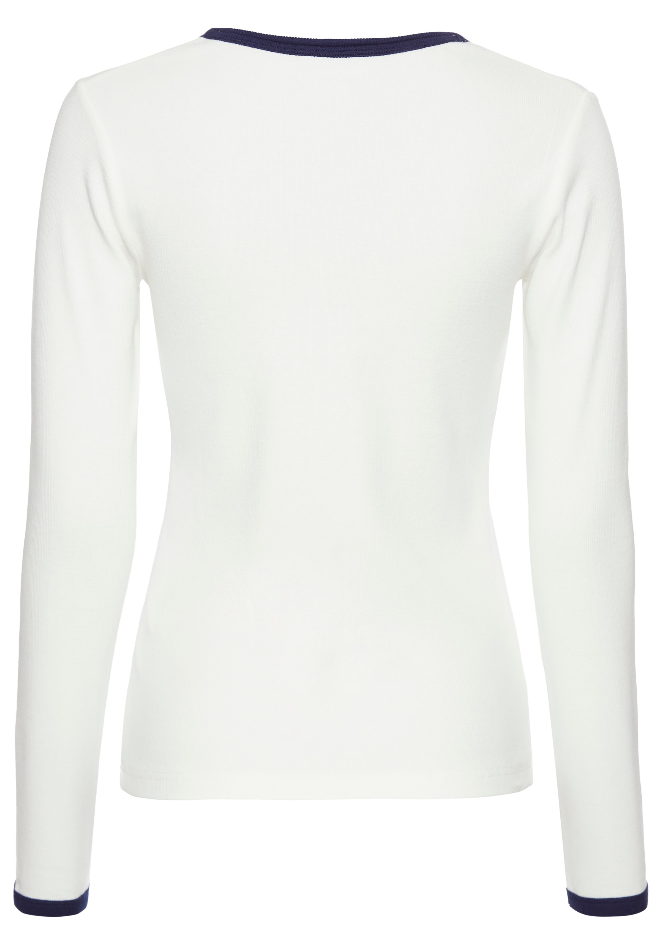 DELMAO Langarmshirt, mit kontrastfarbener Paspel & Knopfleiste - NEUE KOLLEKTION