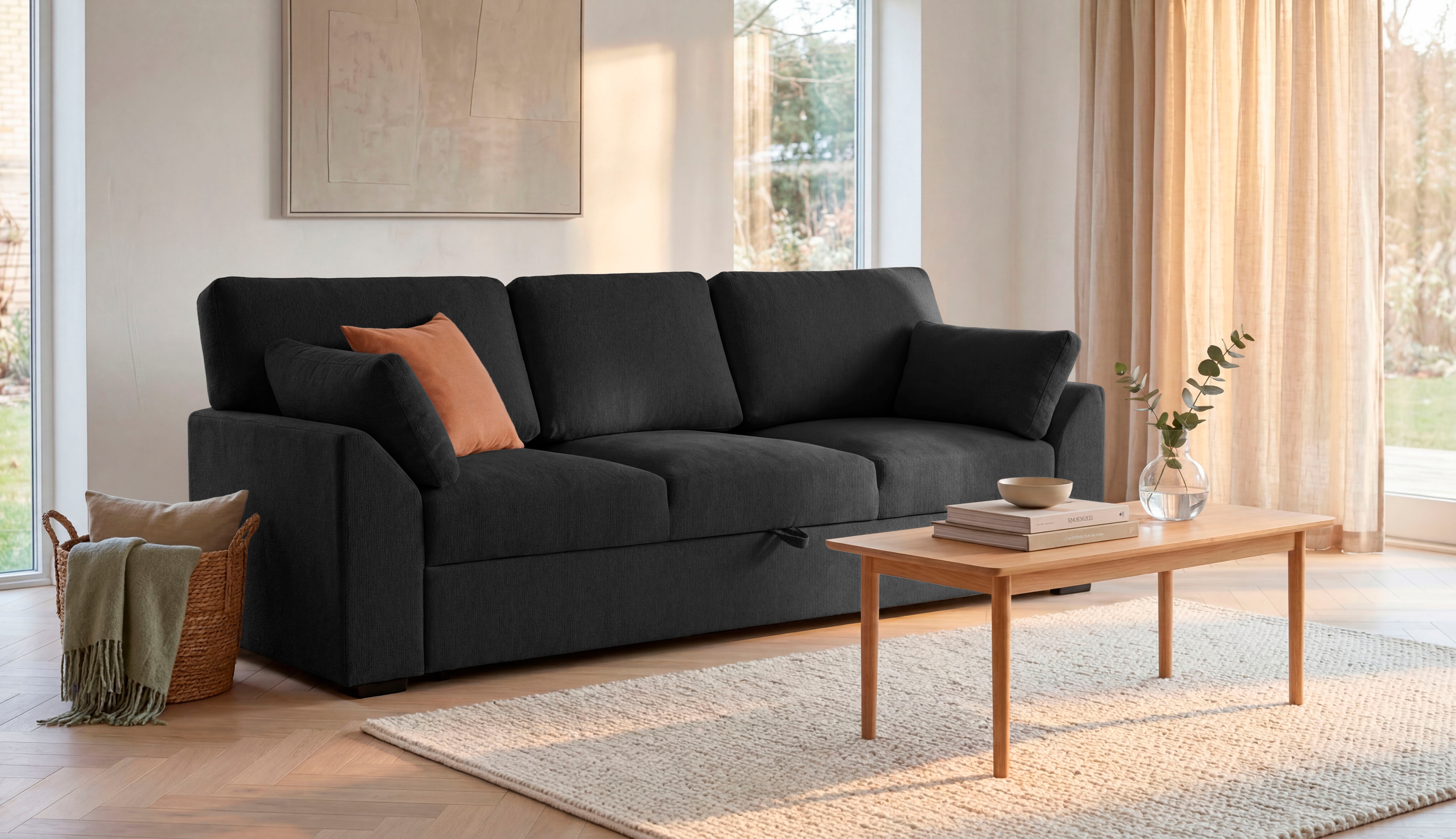 OTTO home 3-Sitzer "Citry" Breite 233 cm, Chenille, mit Bettfunktion, Liegefläche 144x190 cm