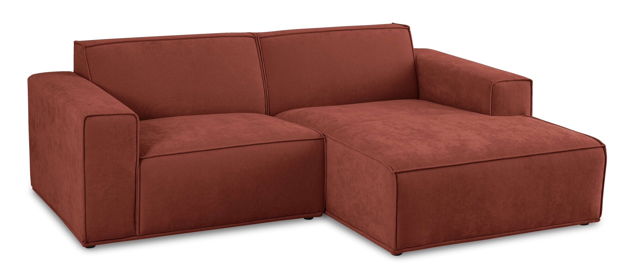Home affaire Ecksofa »Avelin, 228 cm, L-Form, Chenille, Struktur-Boucle«, mit Wellenunterfederung, Kedernaht, bodentief, Skandi-Design