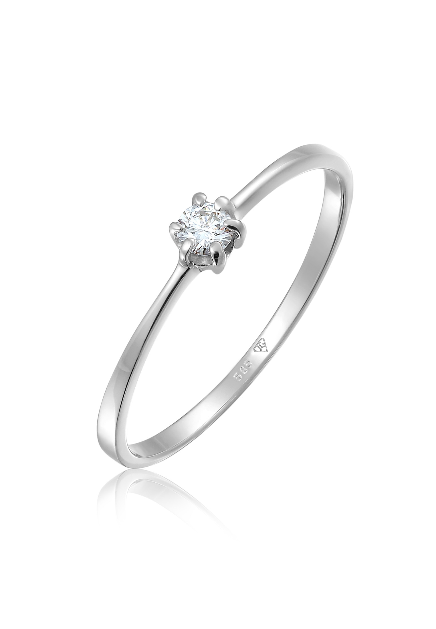 ELLI DIAMONDS Damen Verlobungsring "Ring Diamant Weiß Brillantschliff (0.11 ct) 585 Weißgold", 56, Weißgold 585, weiß, Weißgold 585, Fingerringe